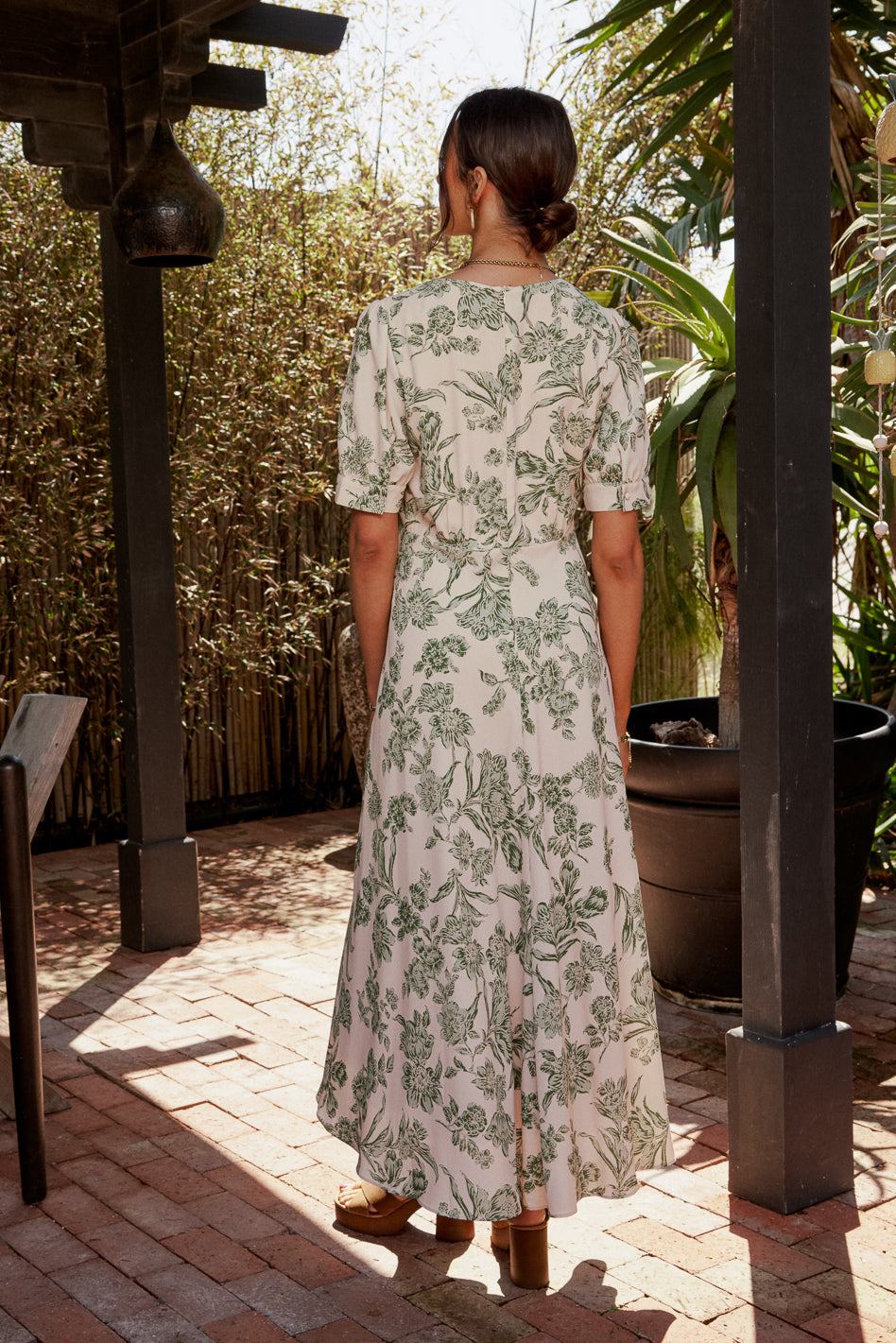 Lia Floral Midi Dress in Sage Green - Elegant Flowy Summer Dress for Women, Perfect for Weddings, Parties & Casual Outings
