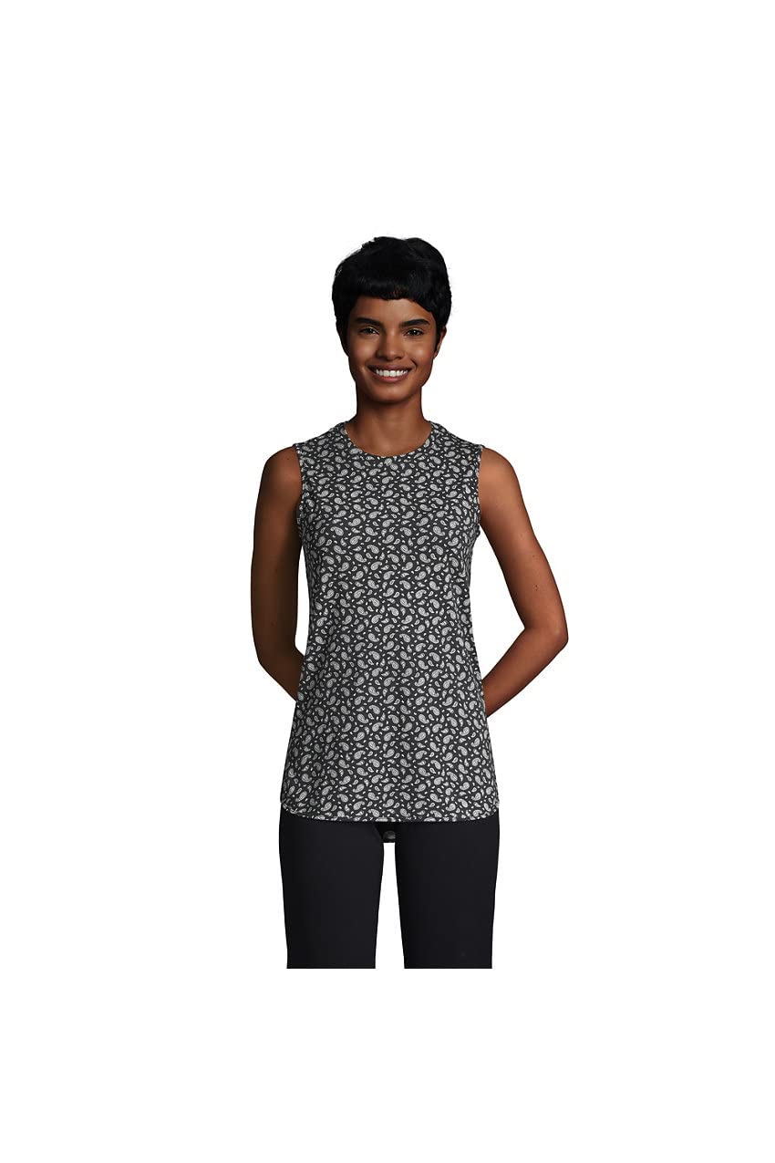 Lands' End Women's Moisture-Wicking UPF 50+ Sun Protection Crewneck Tunic Tank Top - Lightweight & Breathable for Hiking, Yoga & Summer Outdoor Activities