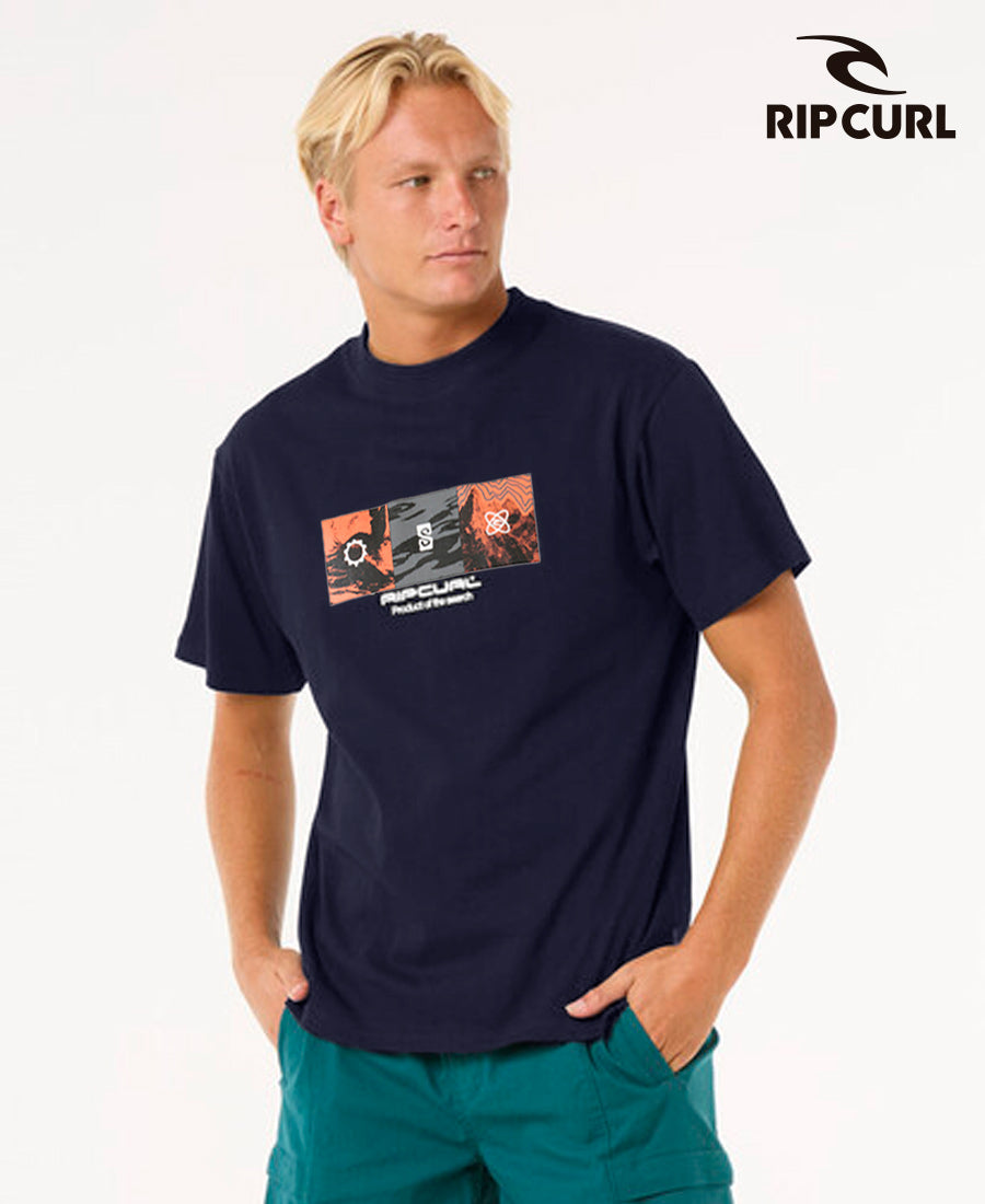 Rip Curl Men's MC Loose Fit T-Shirt - Comfortable Casual Wear for Surfing, Beach & Everyday Use (Navy Blue)