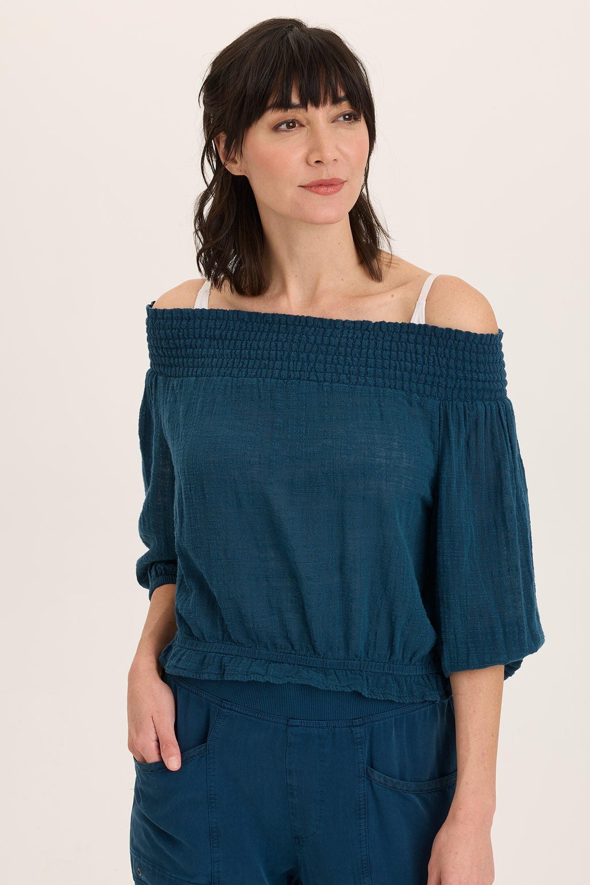 Jolia Women's Off Shoulder Gauze Top with Billow Sleeves - Breathable Summer Blouse for Beach, Vacation & Casual Outfits