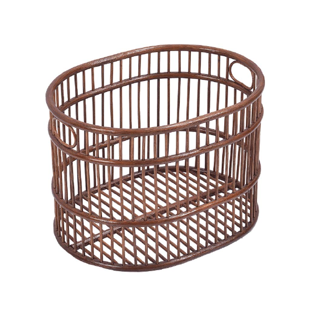 YXDO Small Rattan Laundry Basket with Handles - Brown Storage Bin for Bathroom, Toilet & Household Organization | Perfect for Dirty Clothes, Towels & Toiletries Storage