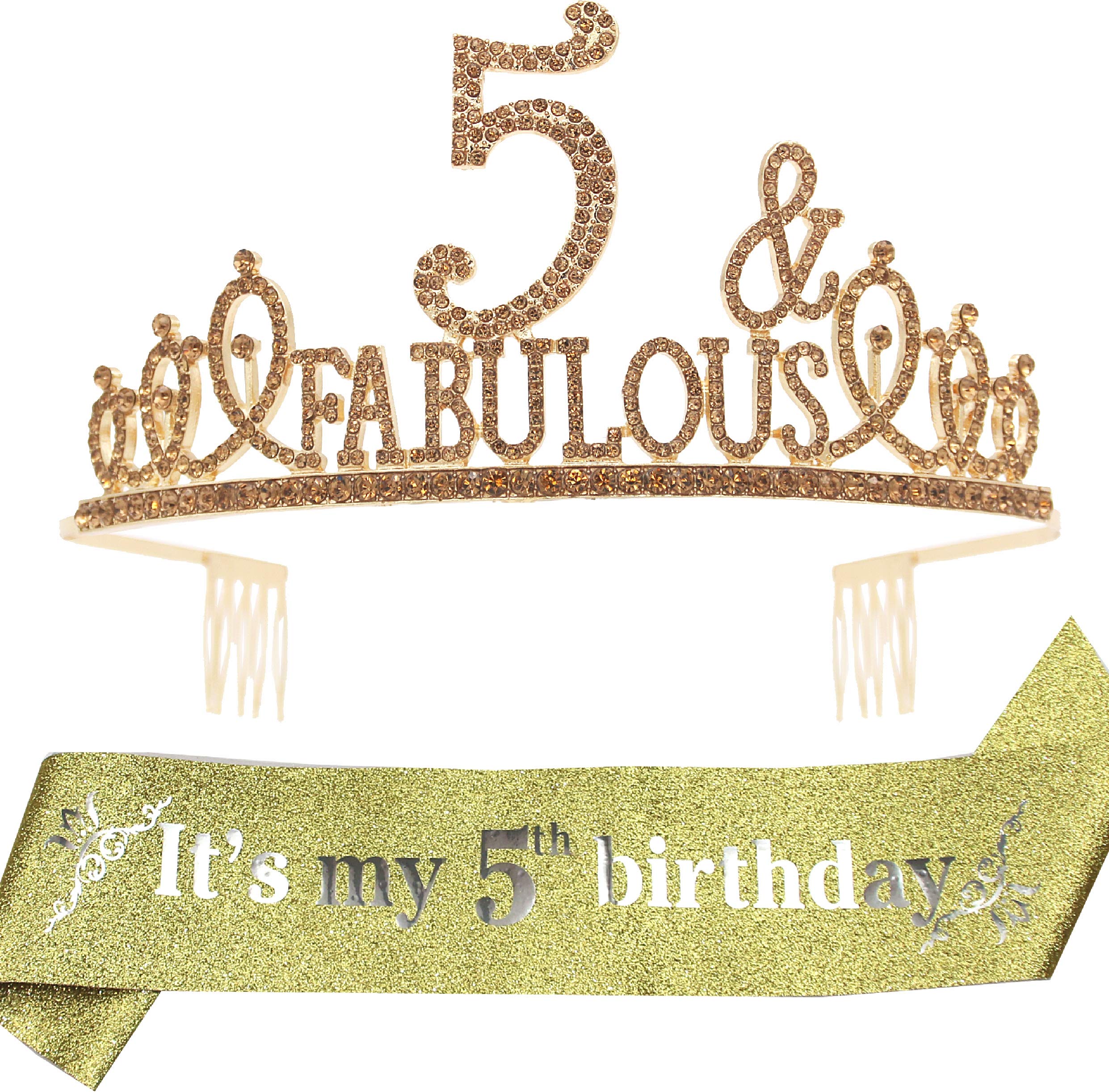 5th Birthday Party Supplies for Girls - Tiara, Sash, Crown & Decorations Set | Perfect for Princess Themed Birthday Celebrations, Photo Shoots & Special Milestone Events