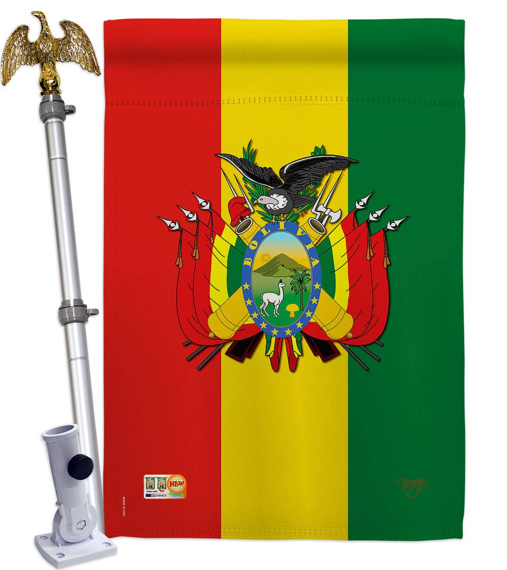 Bolivia National Flag Set 28x40in w/Pole - Home & Garden Decor