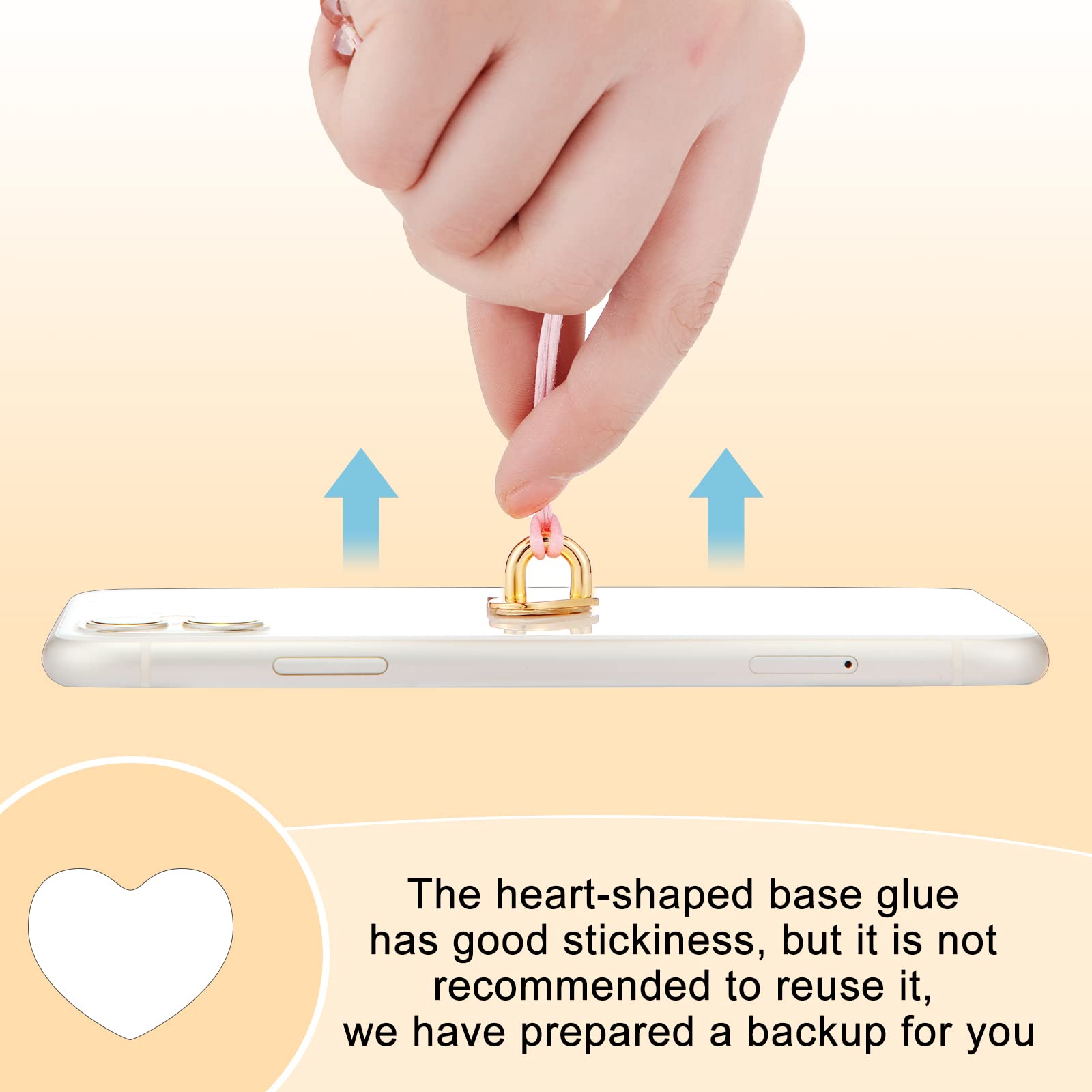 8 Pcs Metal Phone Finger Ring Holder with Adhesive - Heart Grip Stand & Hook for DIY Hanging - Perfect for iPhone, Samsung & Smartphone Accessories (Ideal for Commuting, Gaming & One-Hand Use)