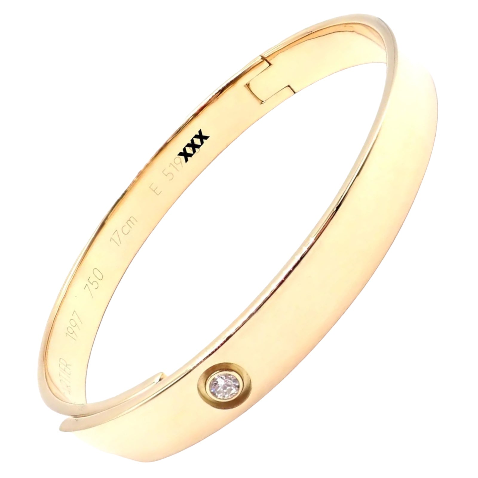 Authentic Cartier 18K Yellow Gold Diamond Anniversary Bangle Bracelet - Size 17 - Luxury Jewelry Gift for Women - Perfect for Anniversaries, Weddings & Special Occasions
