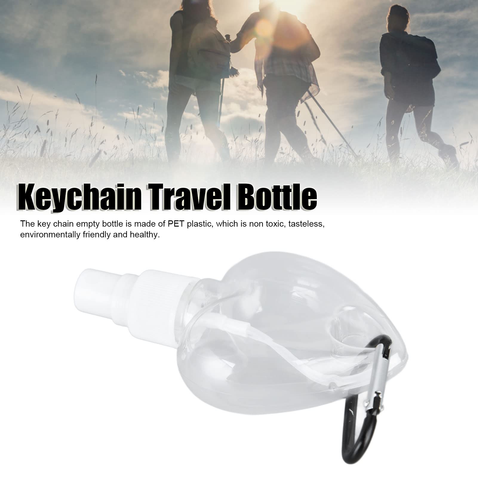 2Pcs 50ml Refillable Travel Spray Bottle Keychains - Portable Plastic Bottles for Hand Soap, Conditioner & Body Wash (Heart Spray) - Perfect for Gym, Travel & On-the-Go Essentials
