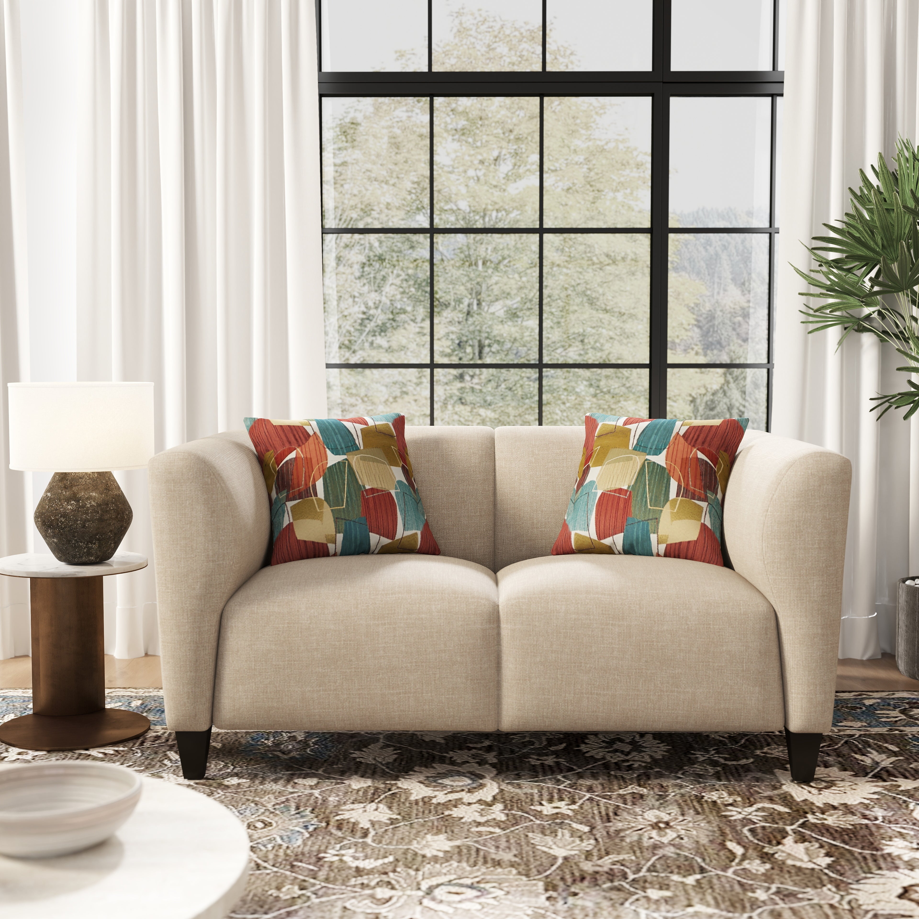 Roundhill Furniture Della Upholstered Sofa and Loveseat Set - Modern Living Room Furniture for Small Spaces | Perfect for Apartments, Condos & Cozy Homes