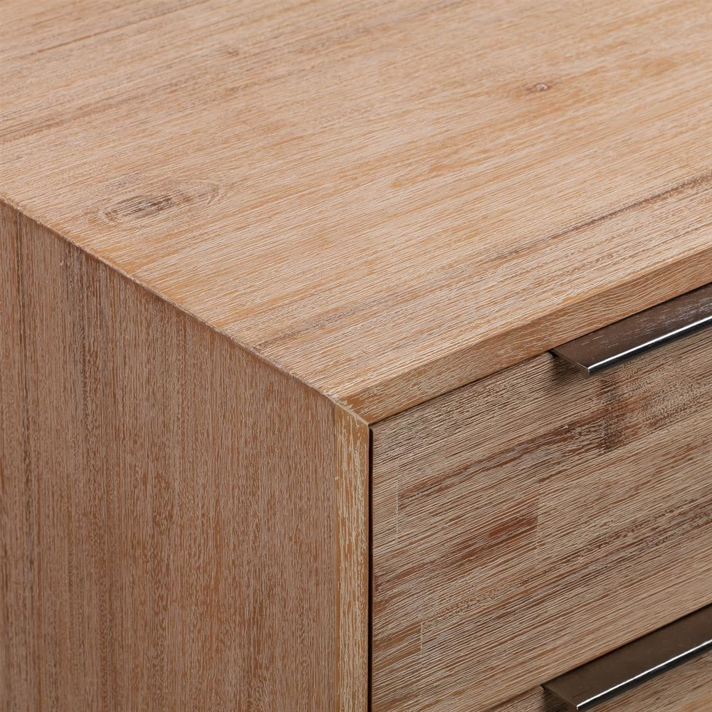 Solid Acacia Wood Nightstand with 2 Drawers - Tea Color Veneer Finish Bedside Table for Bedroom, Living Room & Office - Compact Storage Solution for Books, Lamps & Essentials