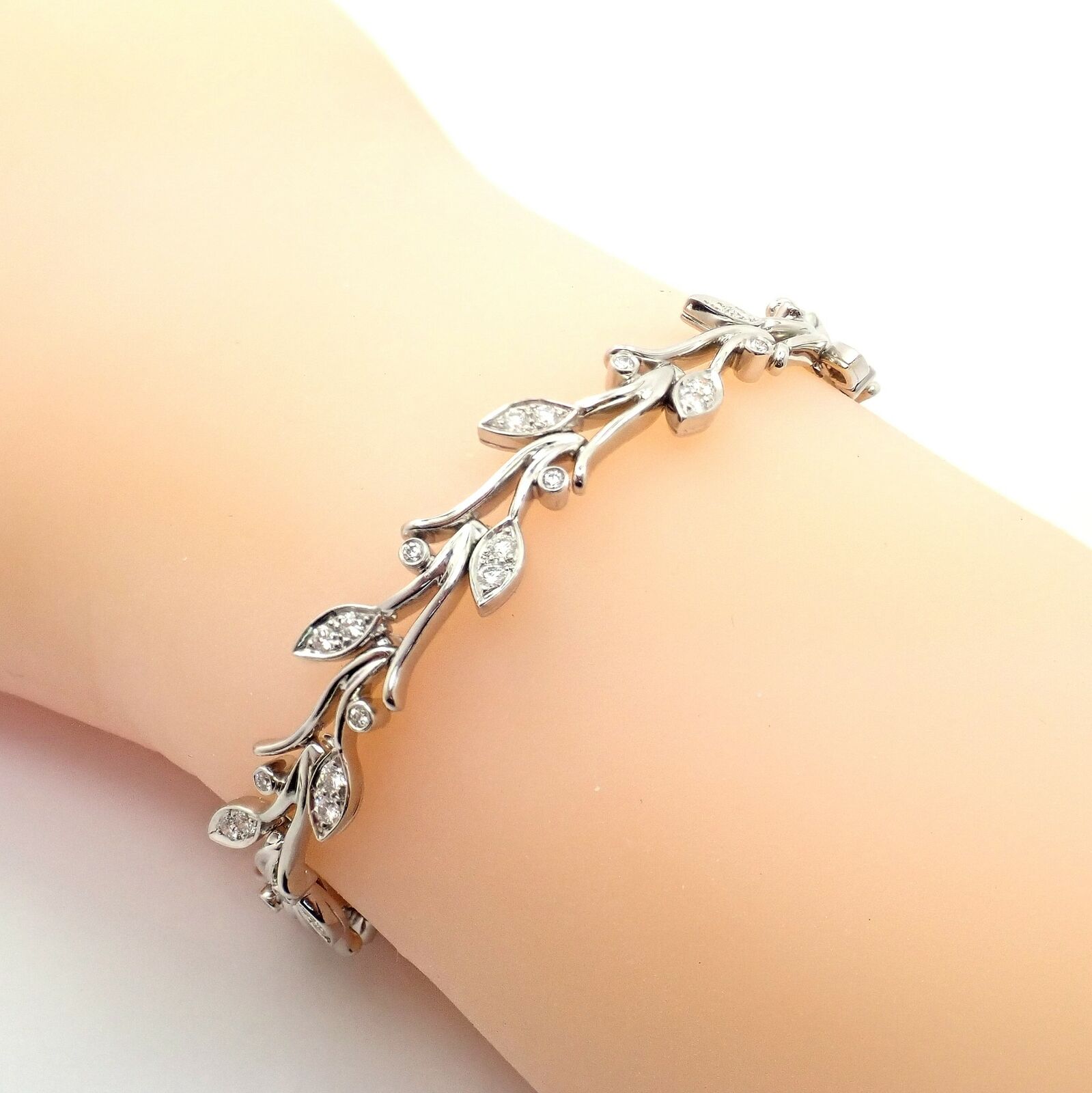 Authentic Tiffany & Co Platinum Diamond Garland Bracelet - Luxury Jewelry for Women, Elegant Gift for Weddings & Special Occasions