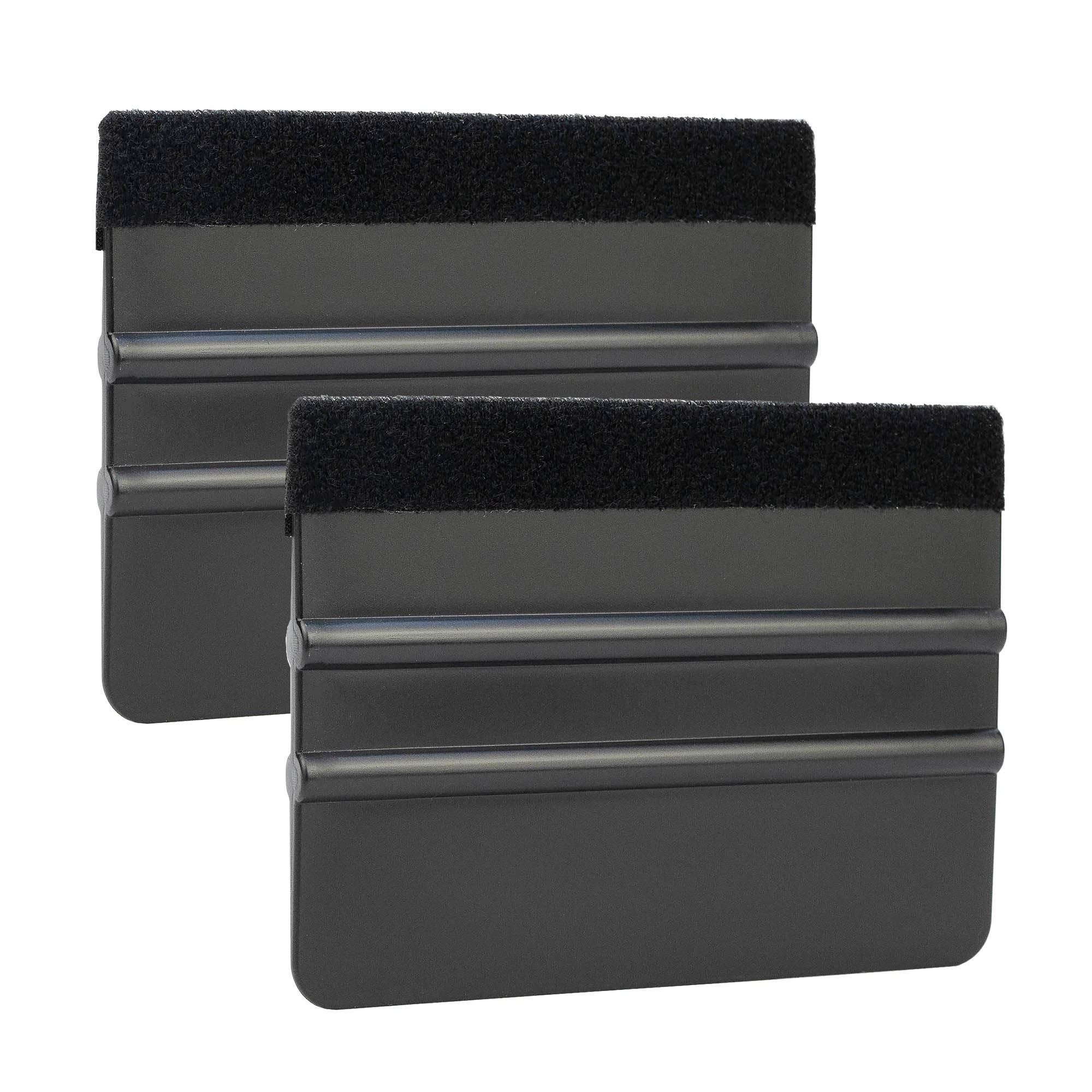 2Pcs Black Plastic Felt Squeegee for Vinyl Decals - Bubble Remover Tool for Car Wraps, Window Stickers & Wallpaper Installation - 4x2.9 Inch Vinyl Applicator (Perfect for DIY Car Decals, Home Decor & Sign Making Projects)