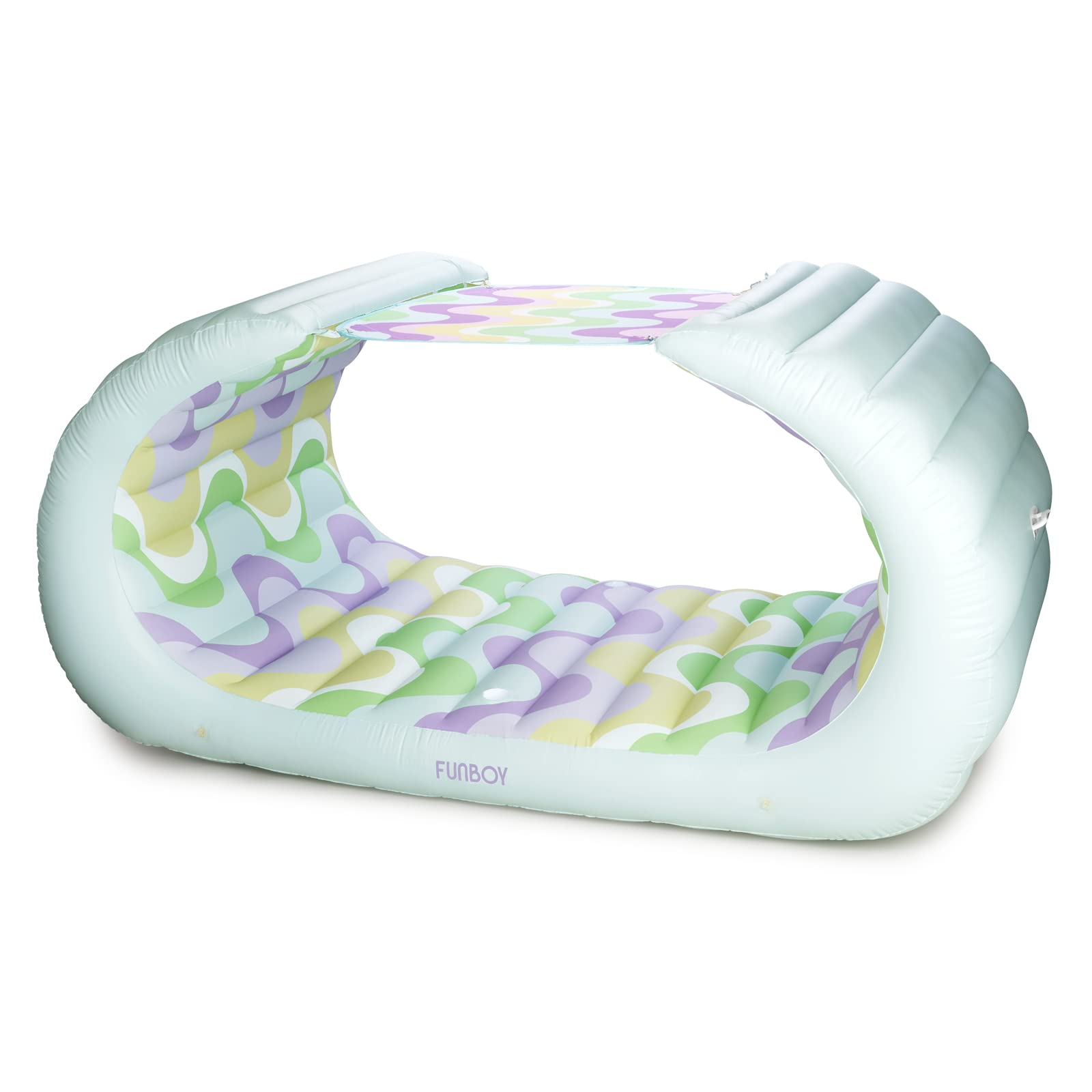 **FUNBOY Giant Inflatable Luxury Bali 70's Wave Lounger Cabana Pool Float with Removable Shade & Cup Holders – Premium Summer Pool Party Float for Adults, Backyard Relaxation & Beach Lounging**