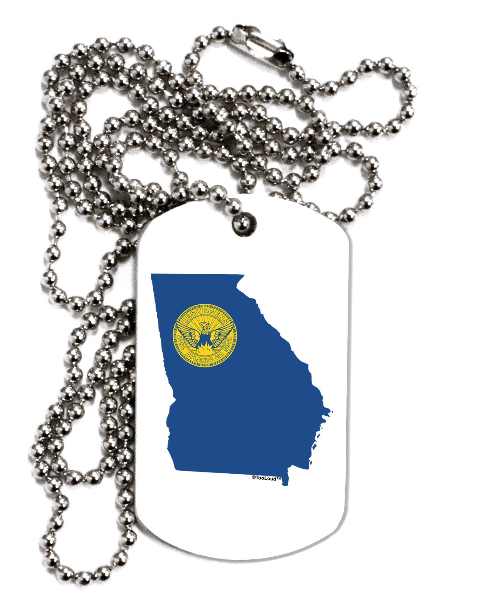 TOOLOUD Atlanta Georgia Flag Dog Tag Chain Necklace for Men & Women - Stylish Patriotic Jewelry for Everyday Wear, Gifts & Southern Pride