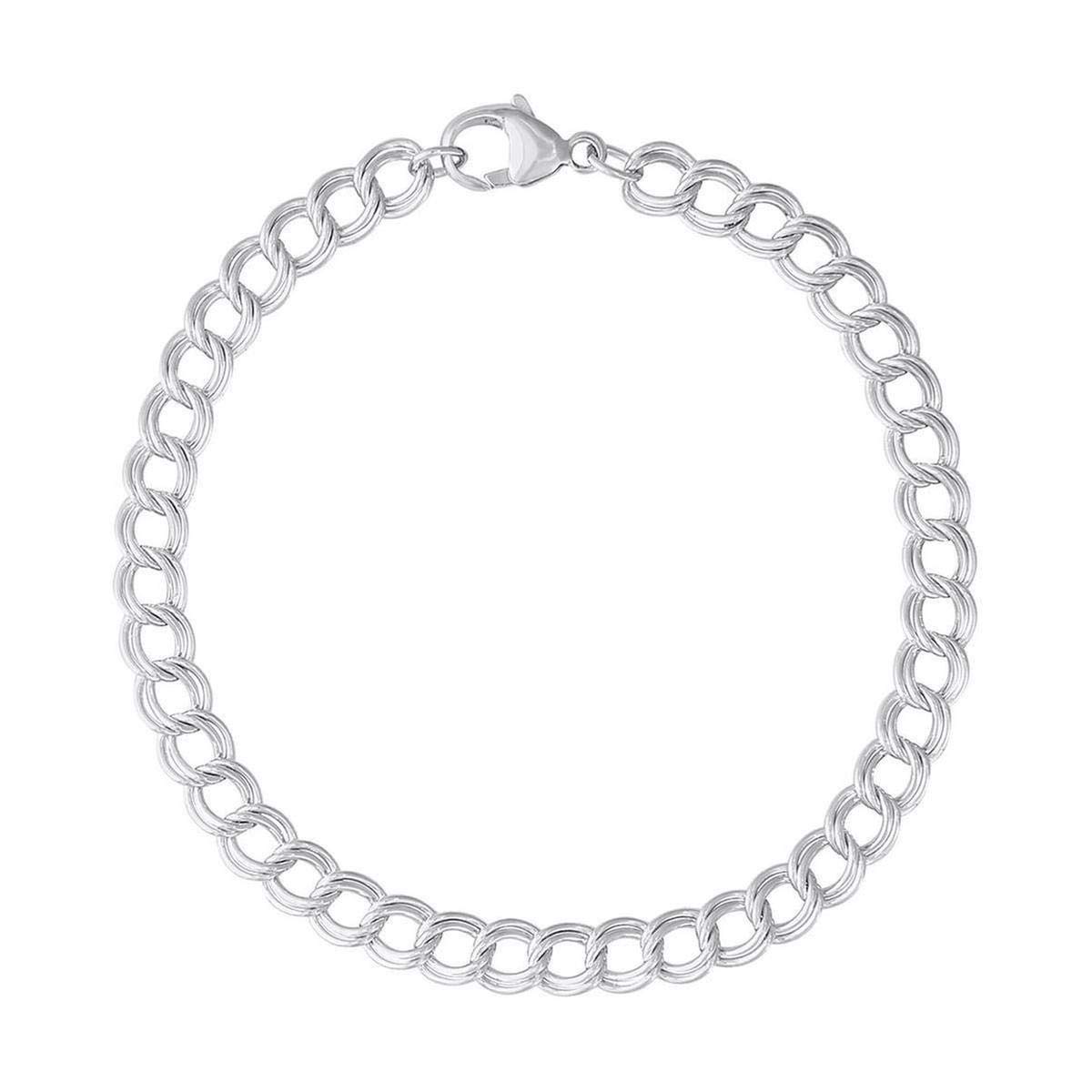 Sterling Silver Heart Charm Bracelet Set for Women - Dainty Adjustable Chain Bracelet with Medium Heart Pendant - Perfect for Valentine's Day, Anniversary, Birthday Gifts & Everyday Wear