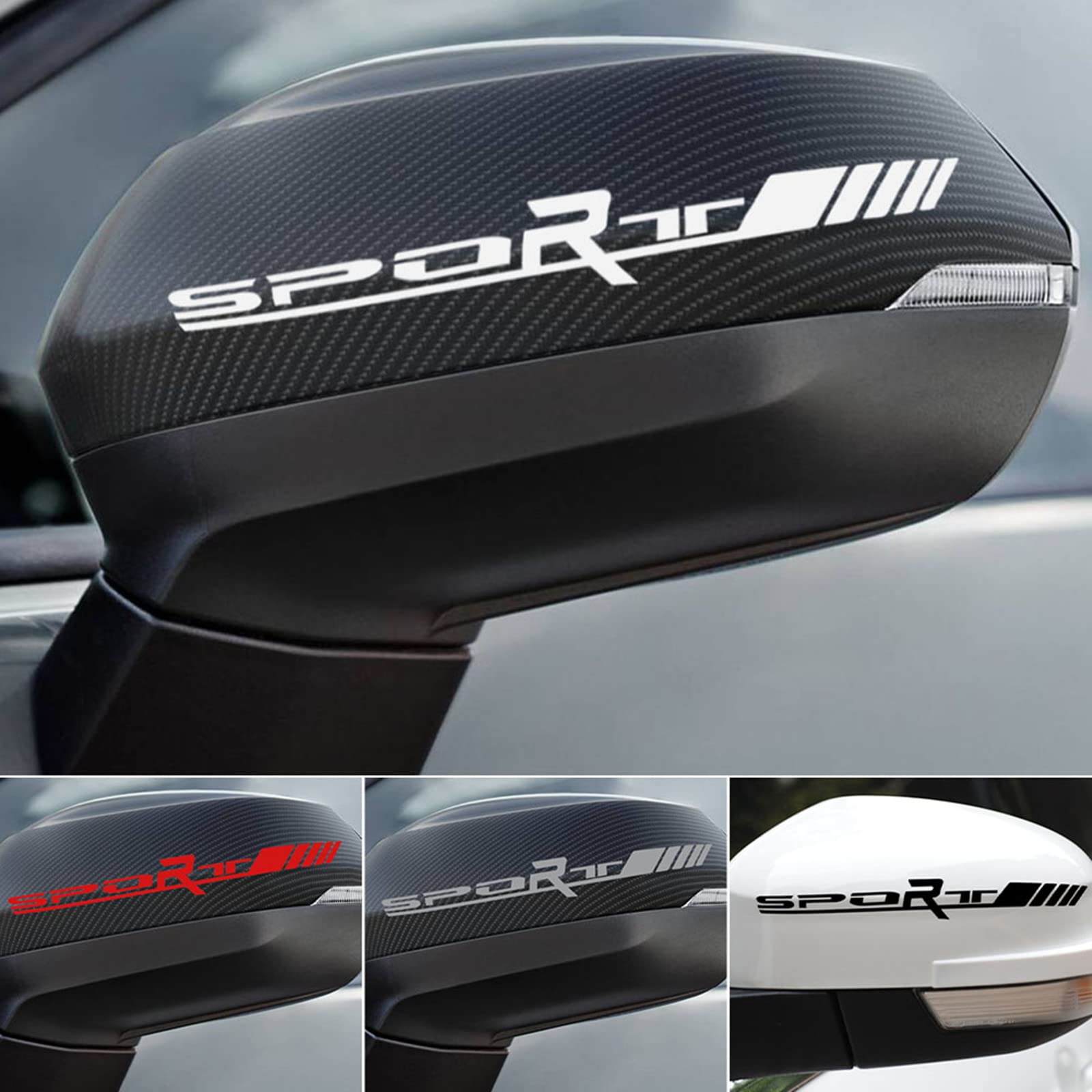 1 Pair (2Pcs) Reflective Racing Car Vinyl Decals - Sporty Rear Side View Mirror Stickers for Cars - Black Automotive Decorative Decal - Perfect for Car Enthusiasts & Racing Fans (Great for Customizing Vehicles, Car Shows, and Personalizing Your Ride)