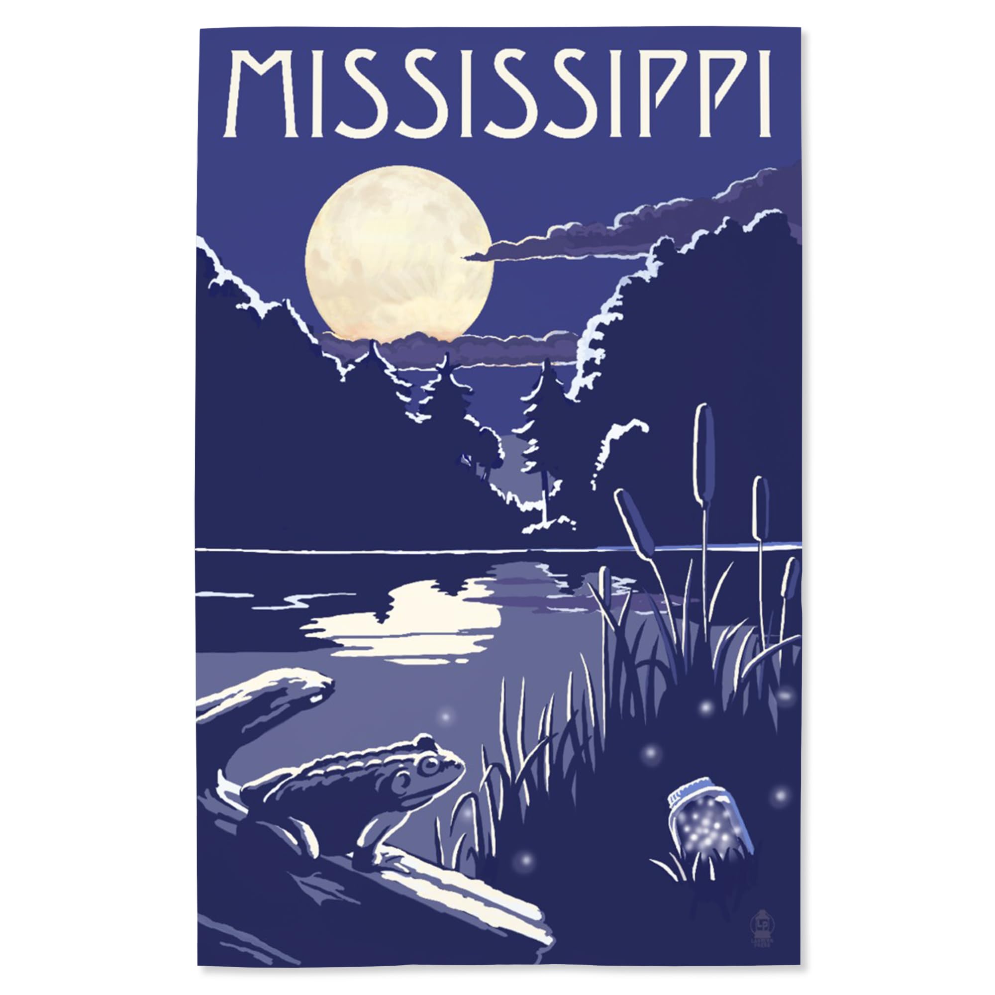 Lantern Press 16x24 Inch Giclee Art Print - Mississippi Lake at Night Wall Decor | Perfect for Living Room, Bedroom & Office
