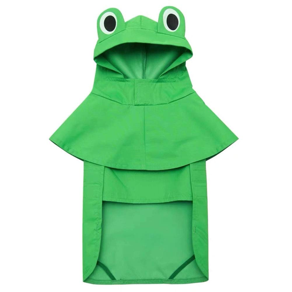 Stylish Green Dog Raincoat with Cartoon Frog Design - Waterproof Hooded Poncho for Small & Medium Dogs - Perfect for Rainy Days, Outdoor Walks & Pet Adventures