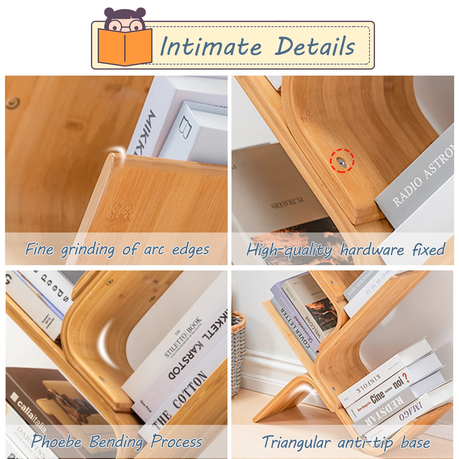XM&LZ 8-Shelf Wooden Tree Bookcase - Modern Floor Standing Bookshelf for Living Room, Home Office & Study - Perfect for Organizing Books, Decor & Storage (Natural Wood Finish)
