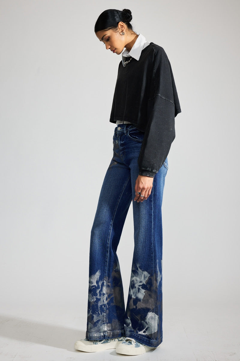 Rosaline Premium High-Rise Holly Flare Jeans for Women - Trendy Bootcut Denim Pants for Casual & Office Wear