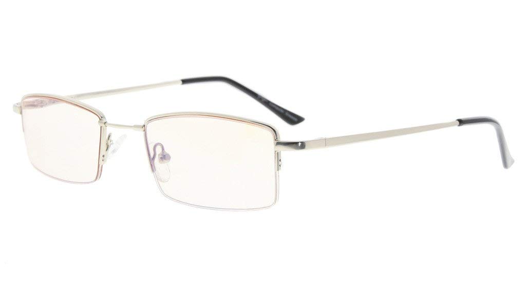 Eyekepper Memory Titanium Bridge Computer Glasses - 50% Blue Light Blocking, Amber Tinted Lenses for Reading & Digital Eye Strain Relief - Perfect for Office Work, Gaming & Screen Time