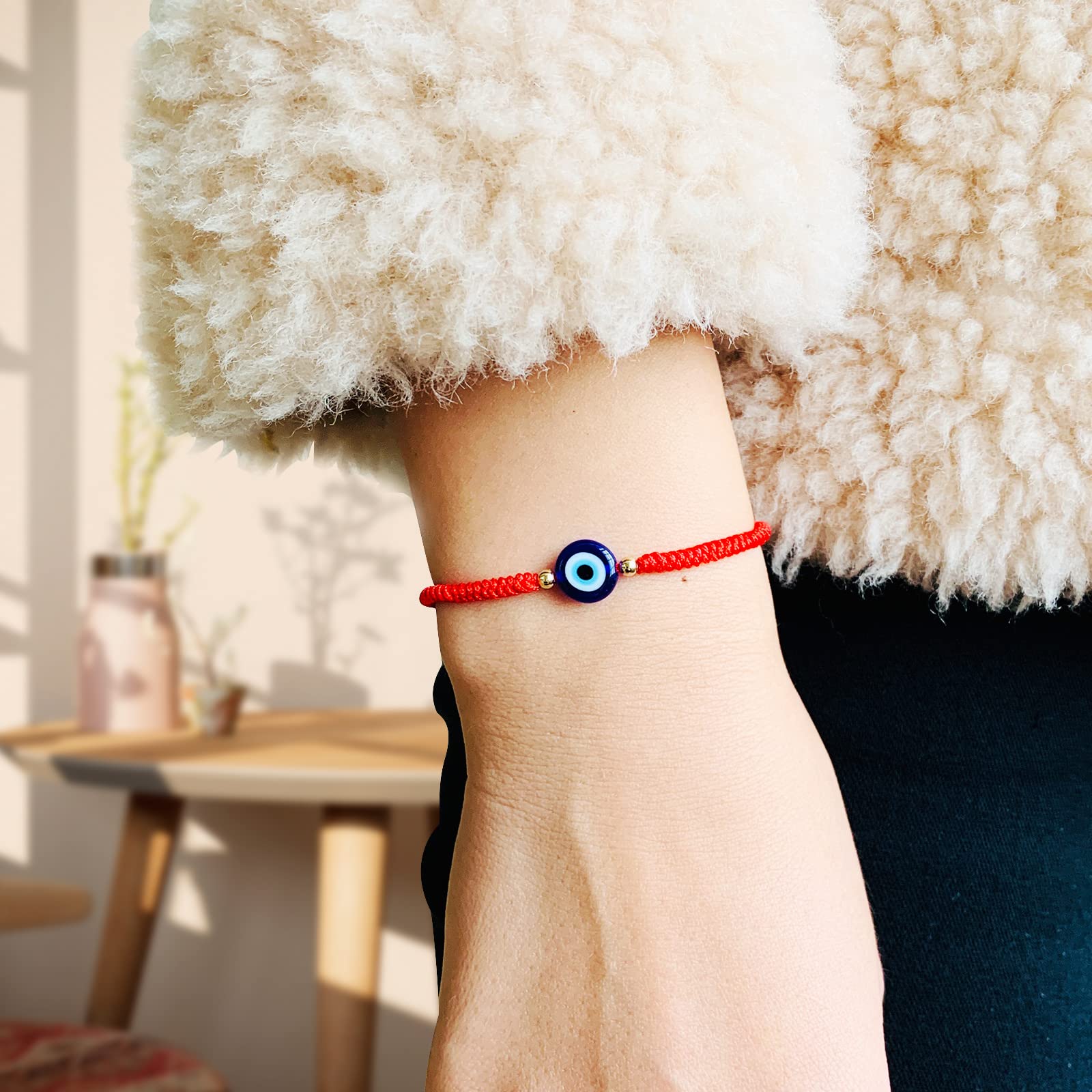 Handmade Red Evil Eye Bracelet with Gold Bead - Blue Evil Eye Jewelry for Women, Men & Teens - Pack of 2 - Mal de Ojo Protection Bracelet - Ojo Turco Pulsera - Perfect for Gifts, Spiritual Protection & Boho Fashion Accessories