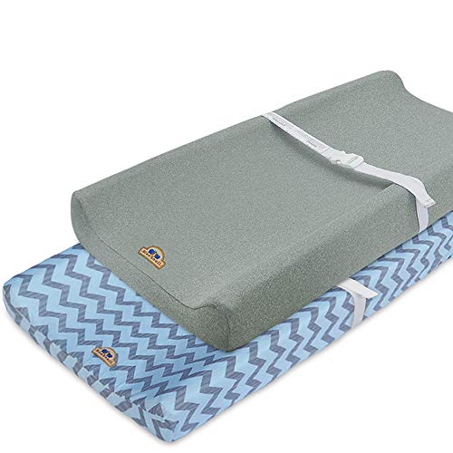 BlueSnaill Super Soft & Stretchy Baby Changing Pad Cover 2-Pack - Breathable Waterproof Fabric for Nursery, Diaper Bag & Travel (Blue) - Perfect for Newborn Care & On-the-Go Parents