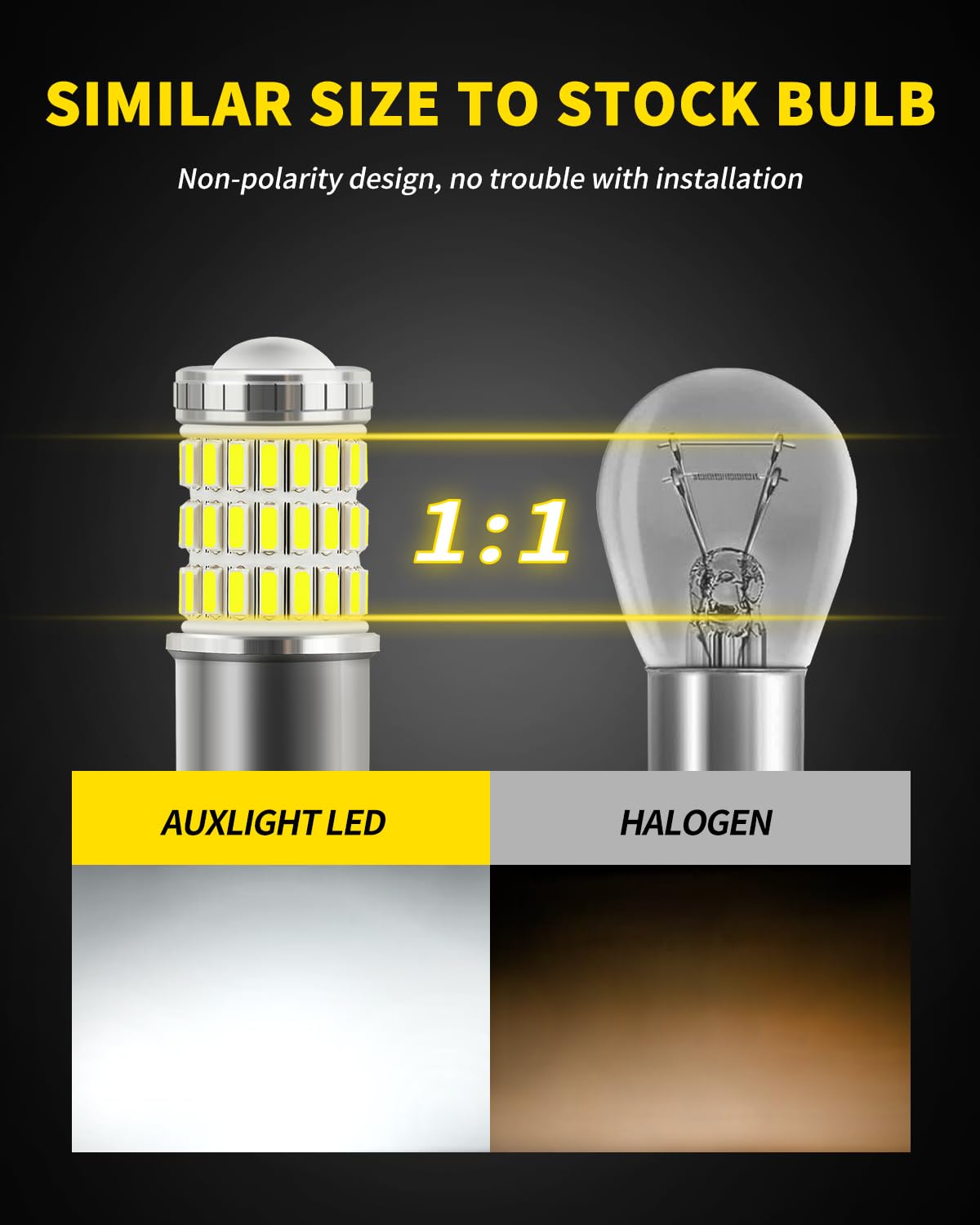 AUXLIGHT 2057 1157 2357 7528 2057A 1157A LED Bulbs - Xenon White, Ultra Bright 60-SMD LED Replacement for Brake/Tail Lights, Turn Signals, Reverse Lights & Parking Lights (Pack of 2) - Perfect for Cars, Trucks, SUVs & Motorcycles