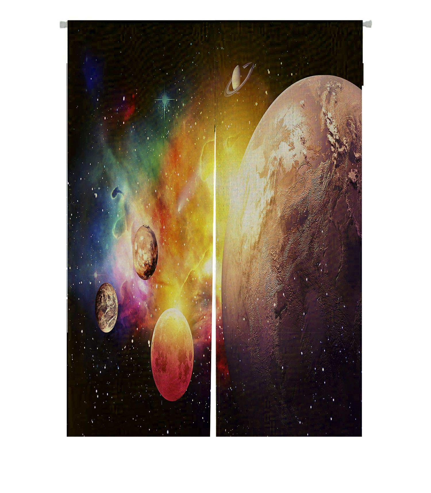 ABPHQTO Japanese Noren Curtain - Planets Galaxy Design, Light Filtering Cotton Linen Doorway Curtain for Window Treatment (85x120 cm) - Perfect for Bedroom, Living Room & Entryway Decor