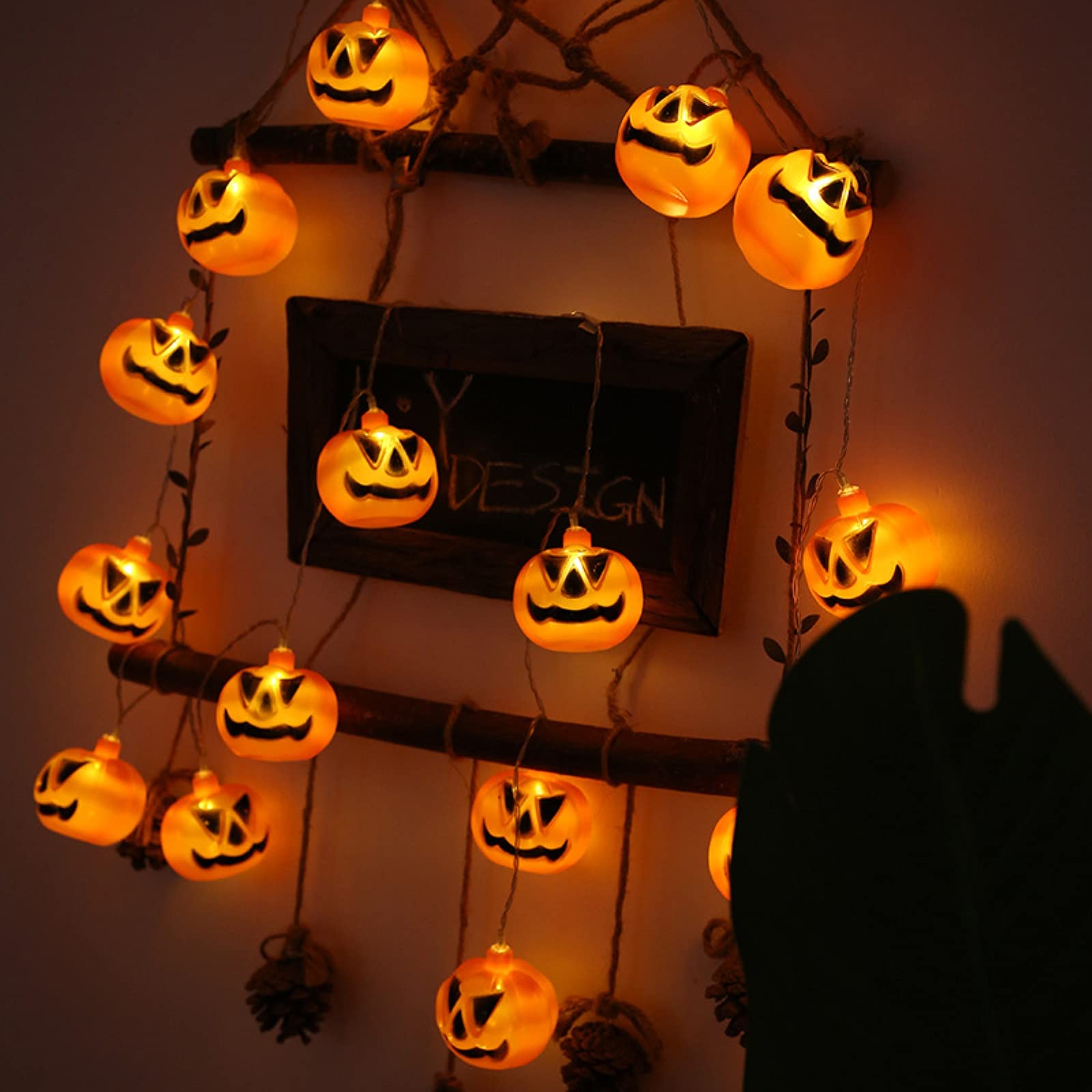 Chris.W Halloween LED Pumpkin String Lights - 40 Pumpkin Lights, 19.6ft Outdoor Decor with 2 Modes (Steady/Flickering) - Perfect for Porch, Yard, Party, and Holiday Decoration