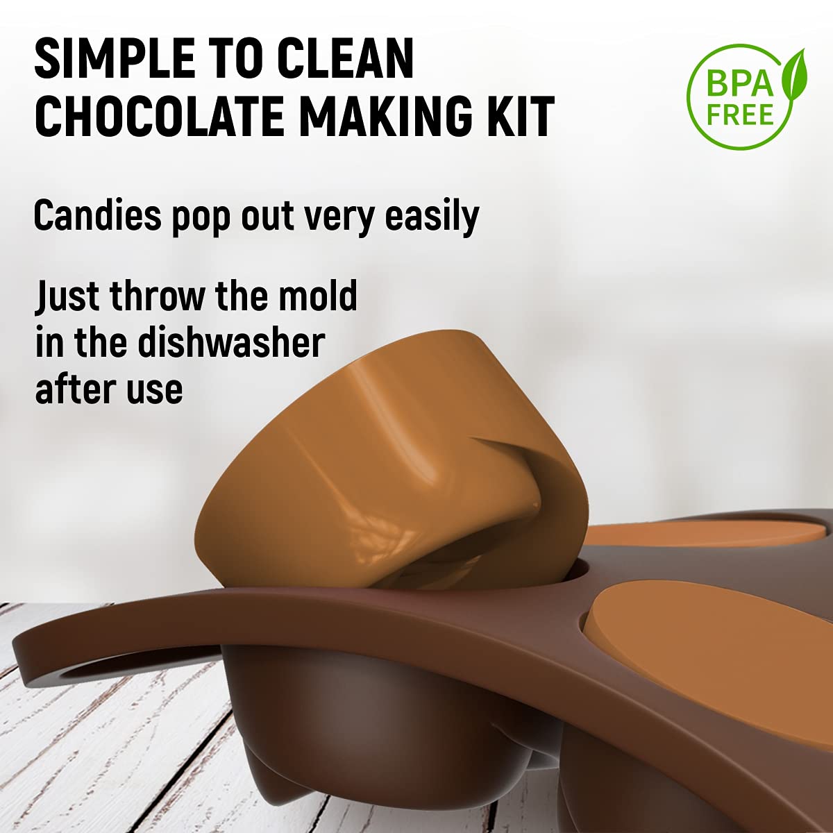 Premium Silicone Chocolate Molds Set of 6 - Non-Stick Food Grade Candy Molds for Chocolate, Jelly, Truffles, Bath Melts & Candles - Includes Free Recipes eBook - Dishwasher Safe - Perfect for Holiday Baking, DIY Gifts & Home Candy Making