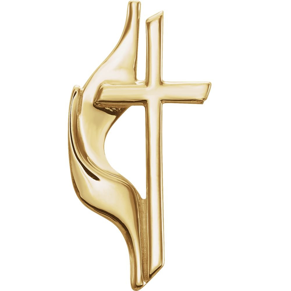 10k Yellow Gold Methodist Cross Lapel Pin - Religious Jewelry for Church, Weddings & Special Occasions