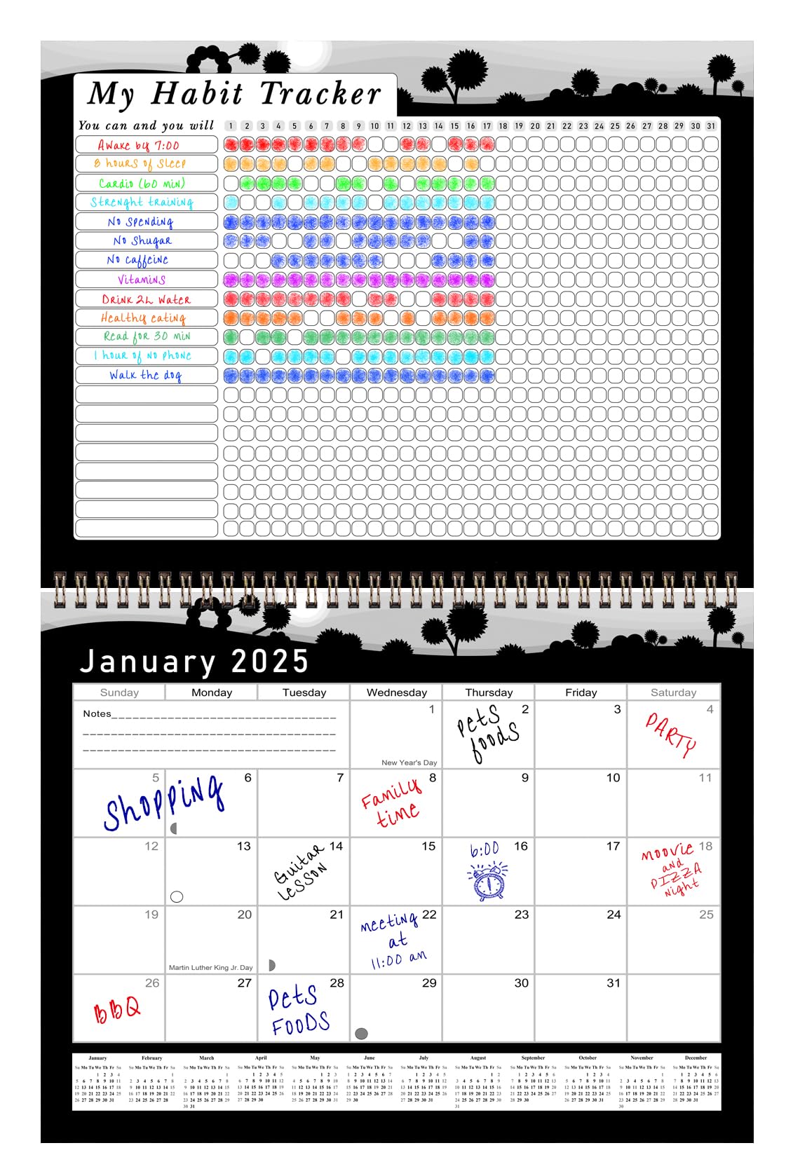 2025 Monthly Desktop & Wall Calendar Planner with Habit Tracker - Daily Weekly Monthly Goal Setting Motivational Journal - Inspirational Edition #015 - Perfect for Office, Home, School & Gift Giving