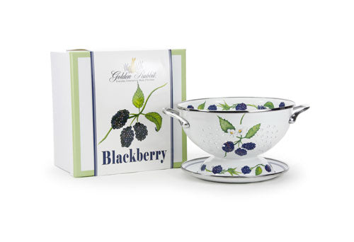 Premium Stainless Steel Colander and Drip Plate Set - Blackberry Design - Perfect for Pasta Draining, Fruit Washing & Kitchen Decor