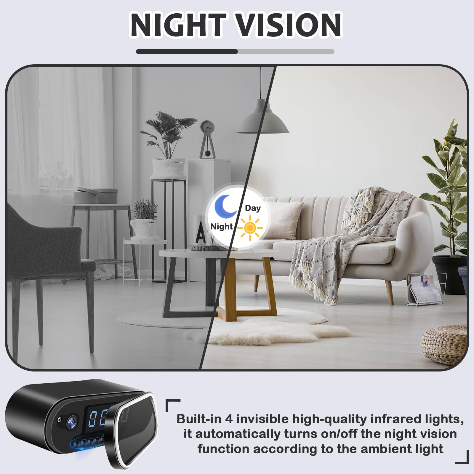 Hidden Camera Detector Clock - 1080P HD WiFi Spy Camera with Real-Time Motion Detection & Loop Recording | Mini Security Camera for Home, Office, Nanny Monitoring | Ideal for Covert Surveillance & Child Safety
