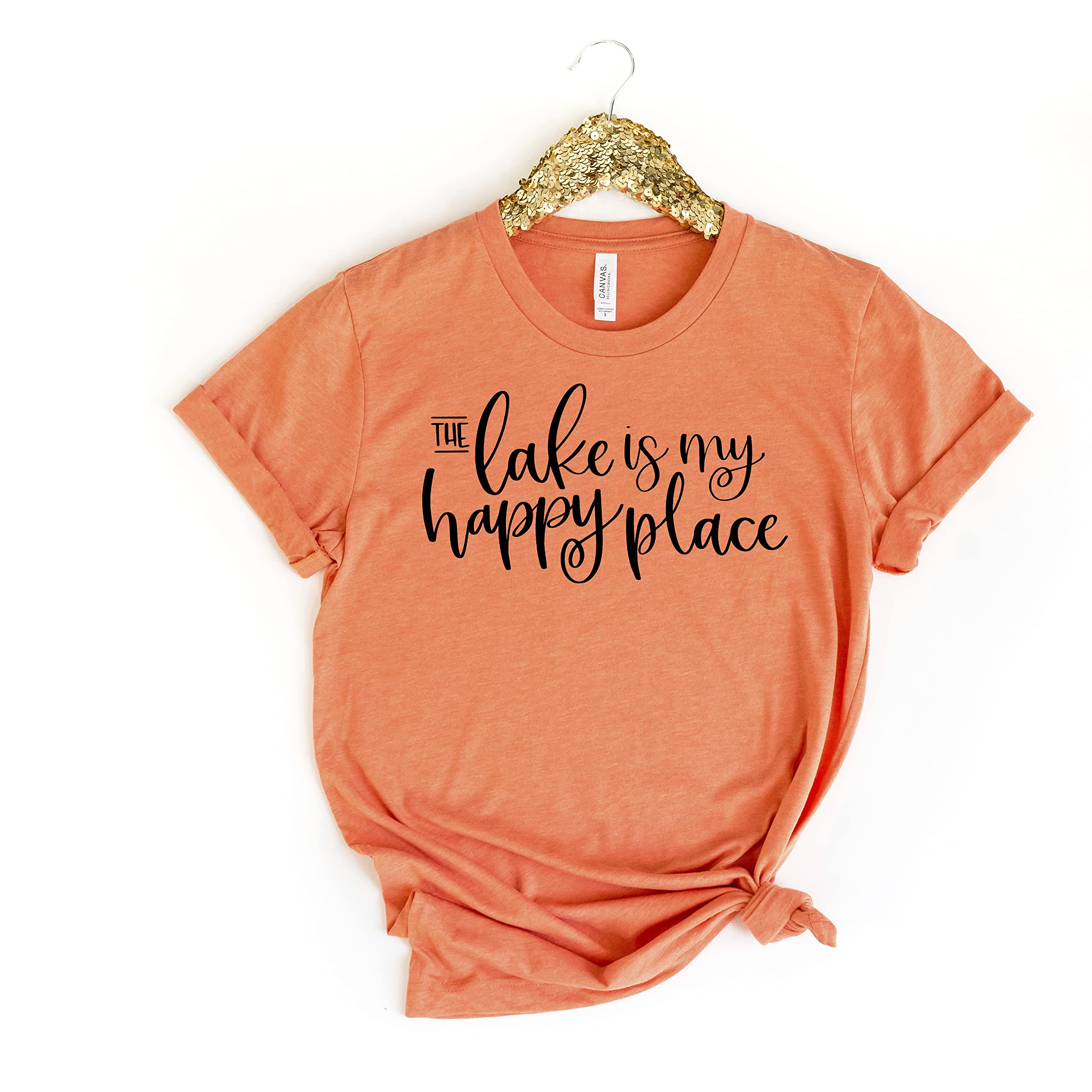 Lake is My Happy Place T-Shirt - Comfortable Cotton Tee for Men & Women - Light Blue XXL - Perfect for Outdoor Activities, Beach Trips & Casual Wear