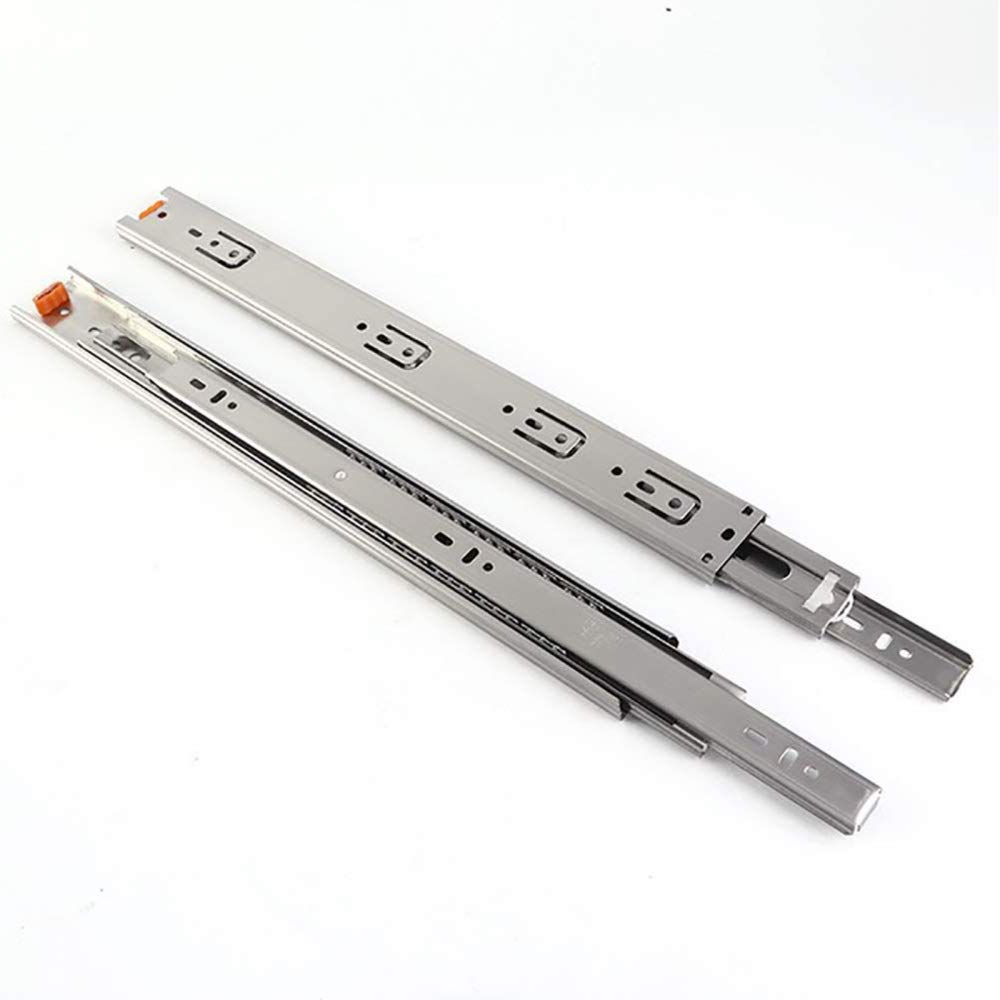 Stainless Steel 3-Section Drawer Slides with Soft Close Buffer - 20 Inch Pair for Furniture & Cabinet Hardware | Smooth Gliding Drawer Runners for Kitchen Cabinets, Dressers, Office Storage