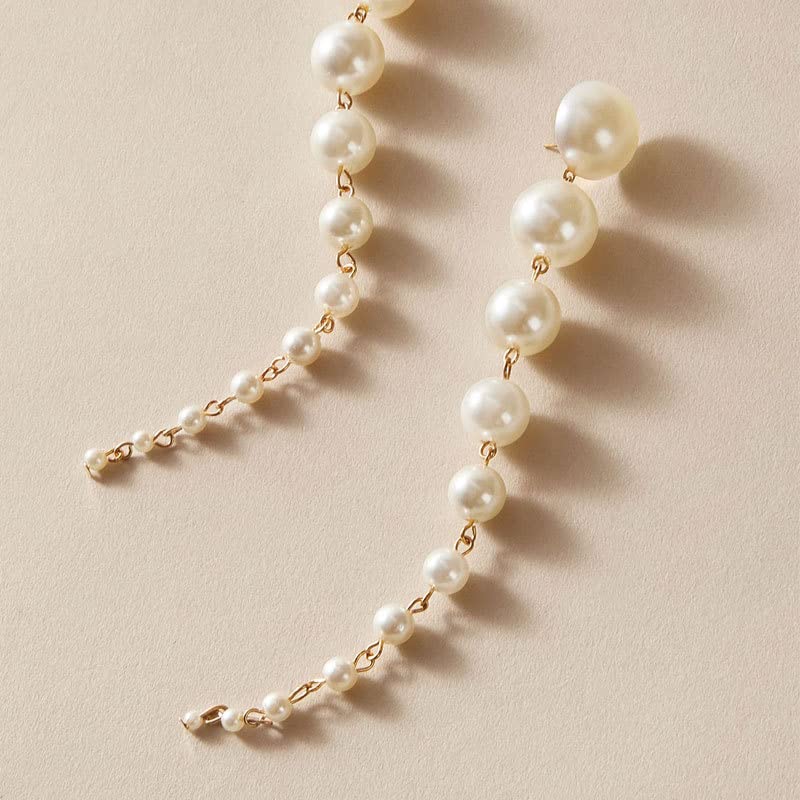 14K Gold Plated White Pearl Drop Dangle Earrings for Women - Hypoallergenic Elegant Wedding Bridal Jewelry - Perfect for Bridal Party, Anniversary Gifts & Special Occasions
