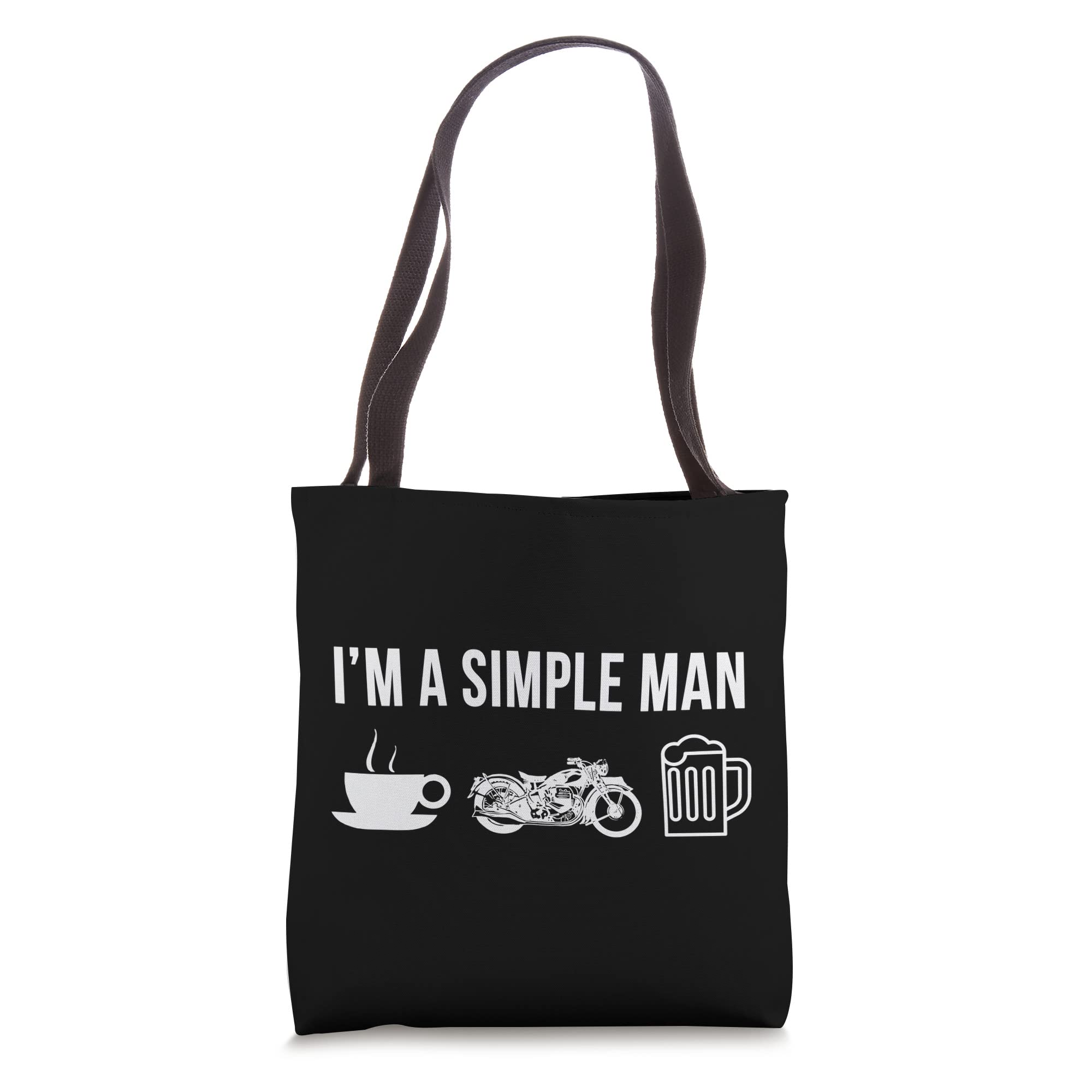 Funny Motorcycles Simple Man Tote Bag - Durable Cotton Canvas Shopping Bag for Men & Women - Perfect for Groceries, Beach Trips & Motorcycle Rides