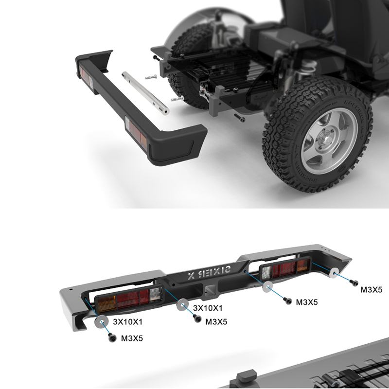 1/6 Scale RC CAPO SIXER1 Crawler Trailer - Metal Front Bumper, Engine Pulley System, Motor & Multifunction Tire Rack Accessories for Off-Road Adventure & Rock Crawling