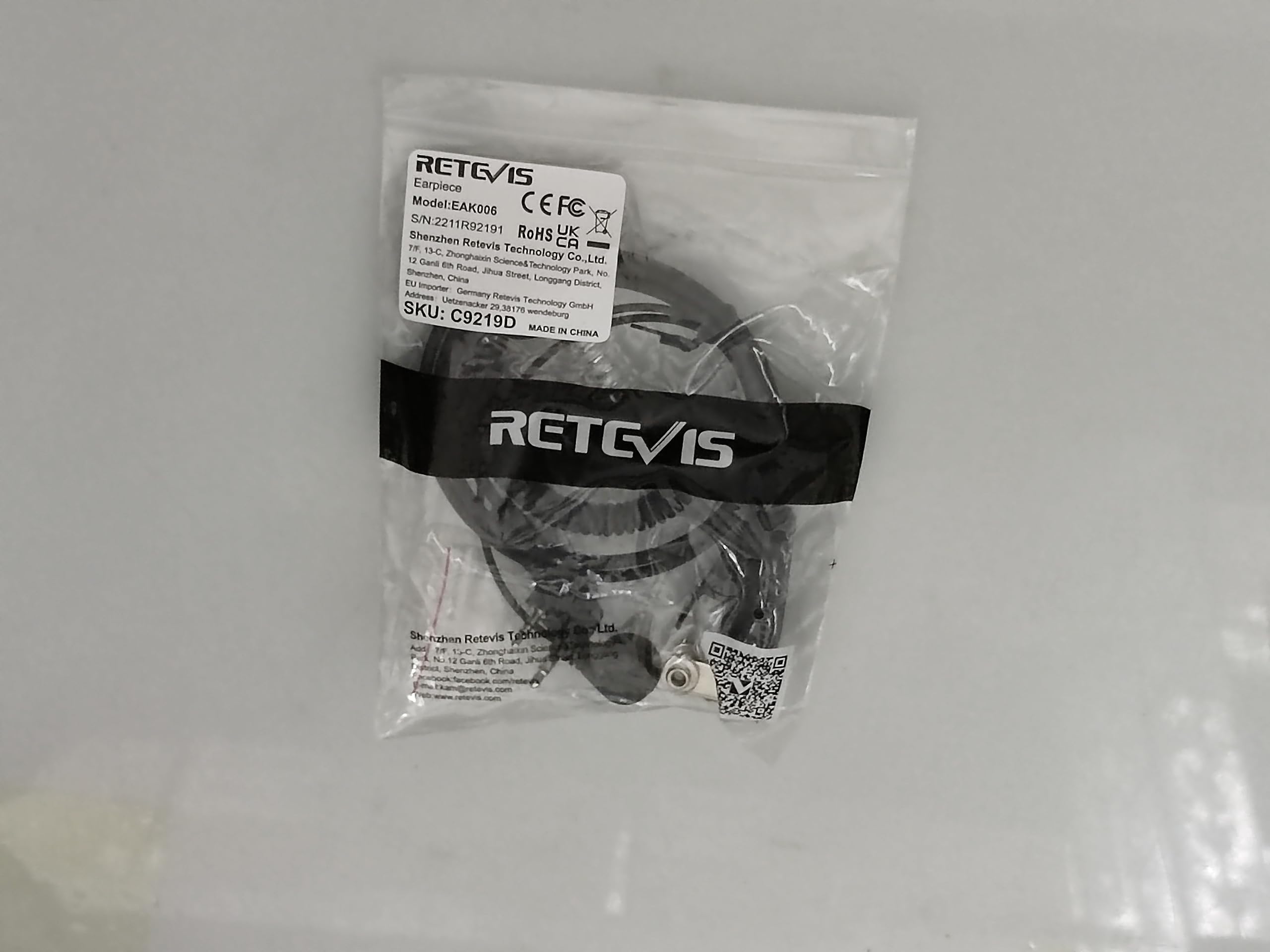 Retevis VOX Hands-Free Walkie Talkie Headset with Mic - 2 Pin Acoustic Tube Security Earpiece for Two Way Radios - Compatible with RT617 RT619 RT622 RT24 RT27 Baofeng Radios (1 Pack) - Ideal for Security Guards, Construction Sites & Event Staff Communication