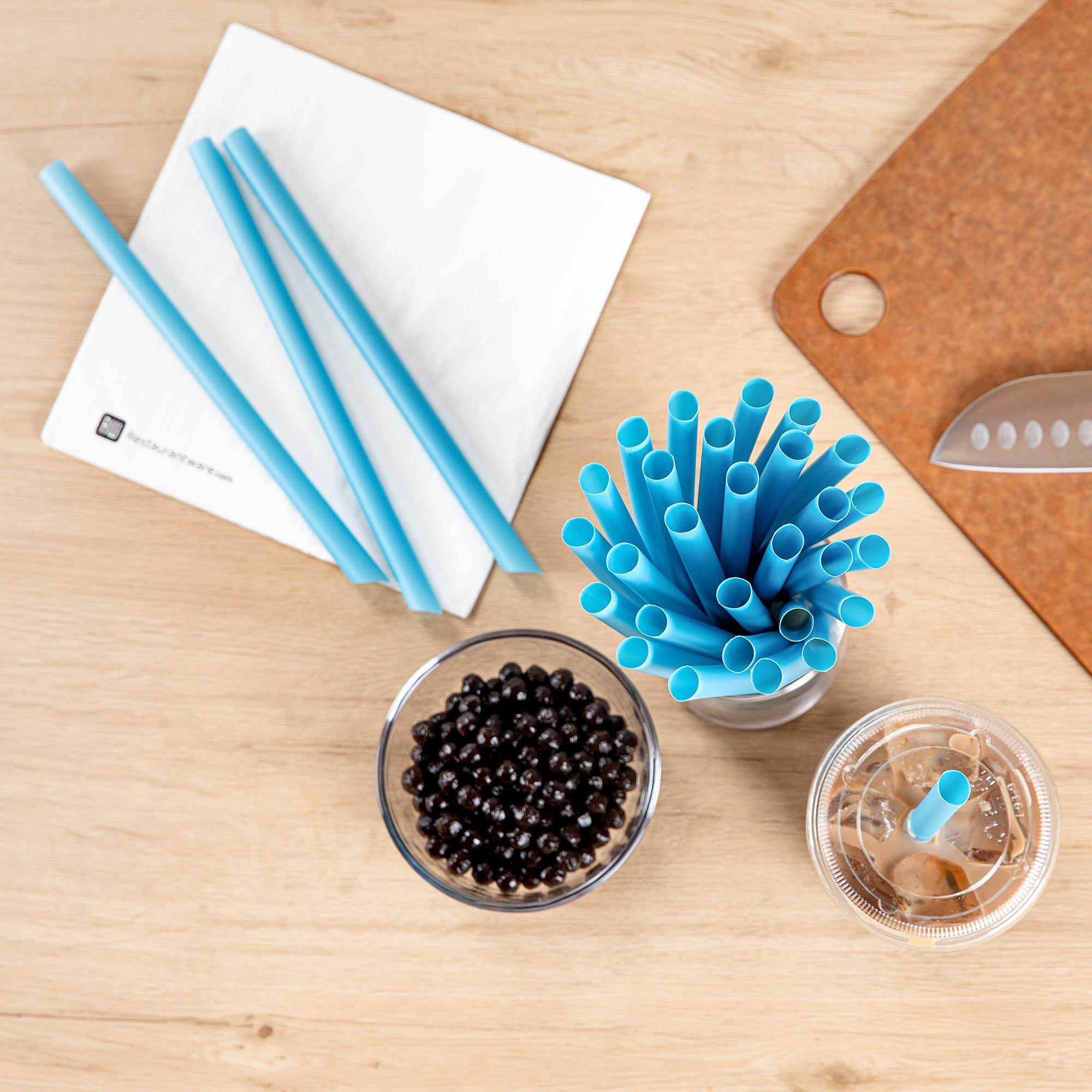 Eco-Friendly Extra Wide Blue PLA Plastic Boba Straws - Compostable, Pointed Tip, 9mm (1000 Count Bulk Box) | Perfect for Bubble Tea, Smoothies, and Cold Drinks