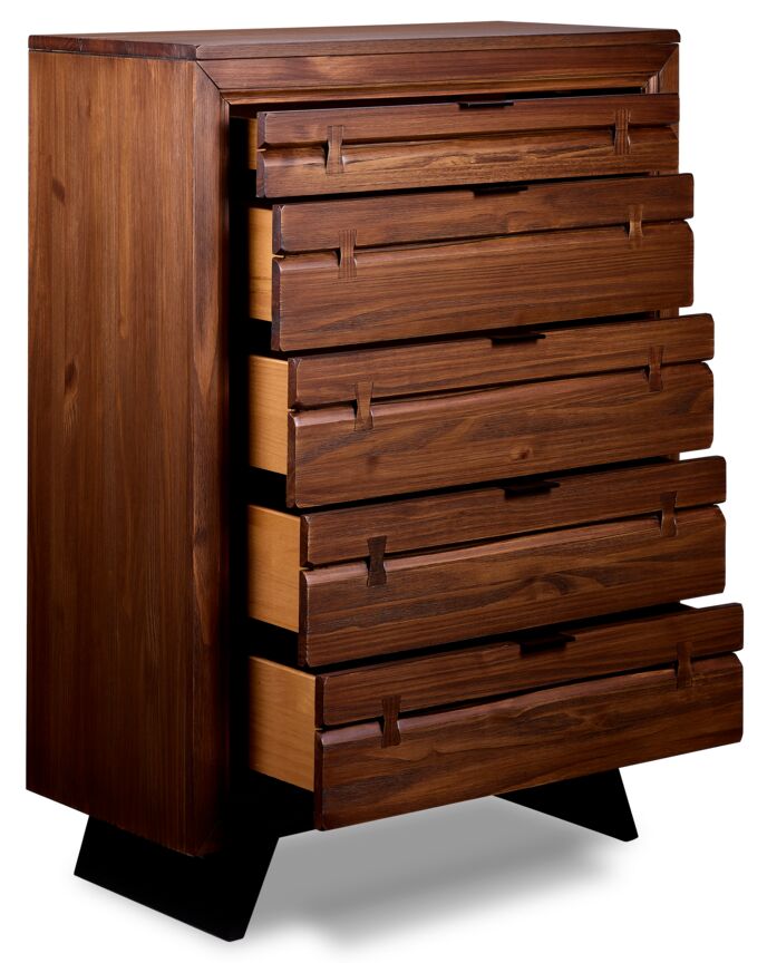Rustic Brown Camila 5-Drawer Chest - Solid Wood Bedroom Dresser for Storage & Organization | Perfect for Master Bedroom, Guest Room & Nursery