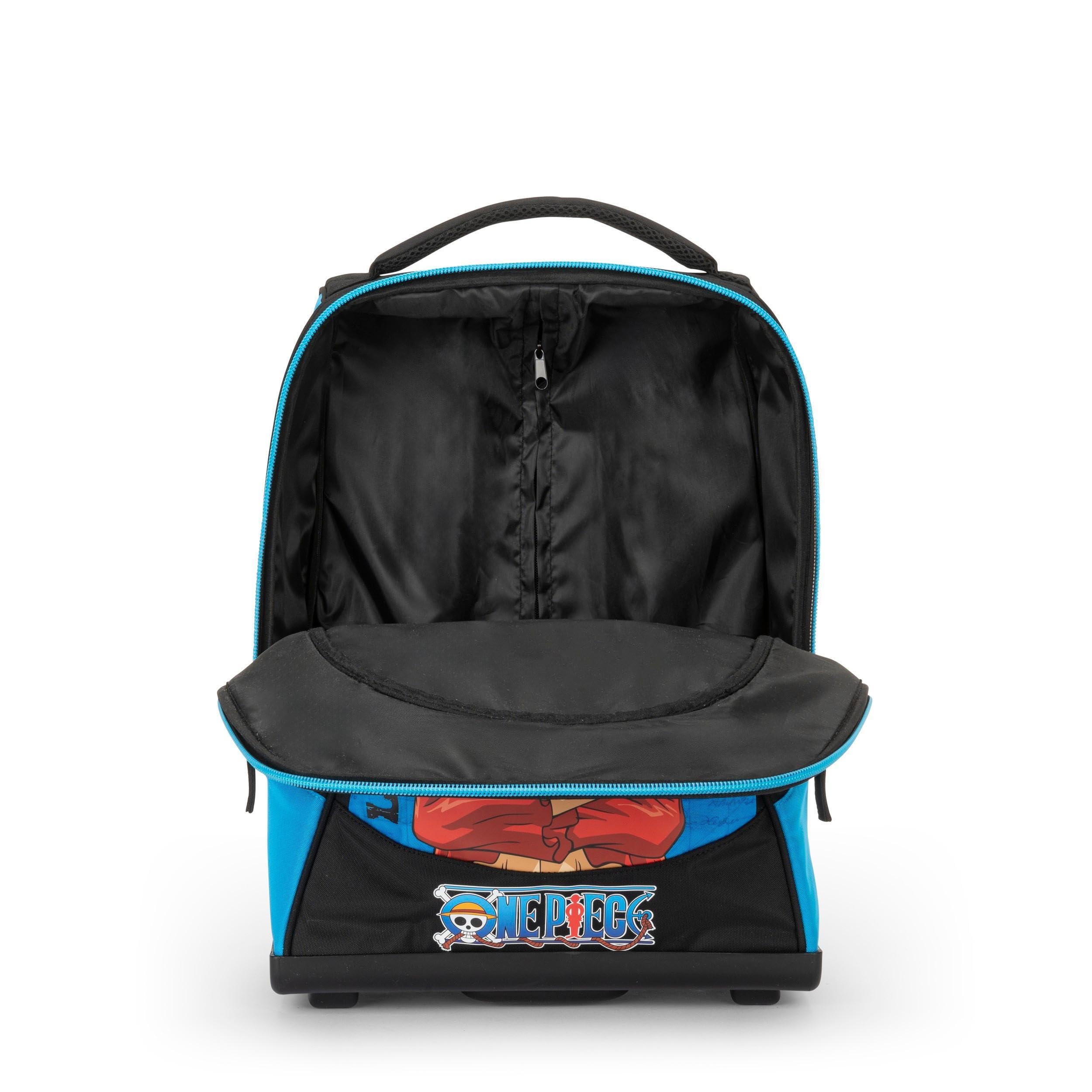 Official ONE PIECE School & Office Trolley Backpack - Adjustable Handle, Detachable Wheels, Padded & Adjustable Shoulder Straps, Large Main Compartment, Front Pocket, Zipper Closures, 36x47x23cm - Perfect for School, Travel & Work Commutes