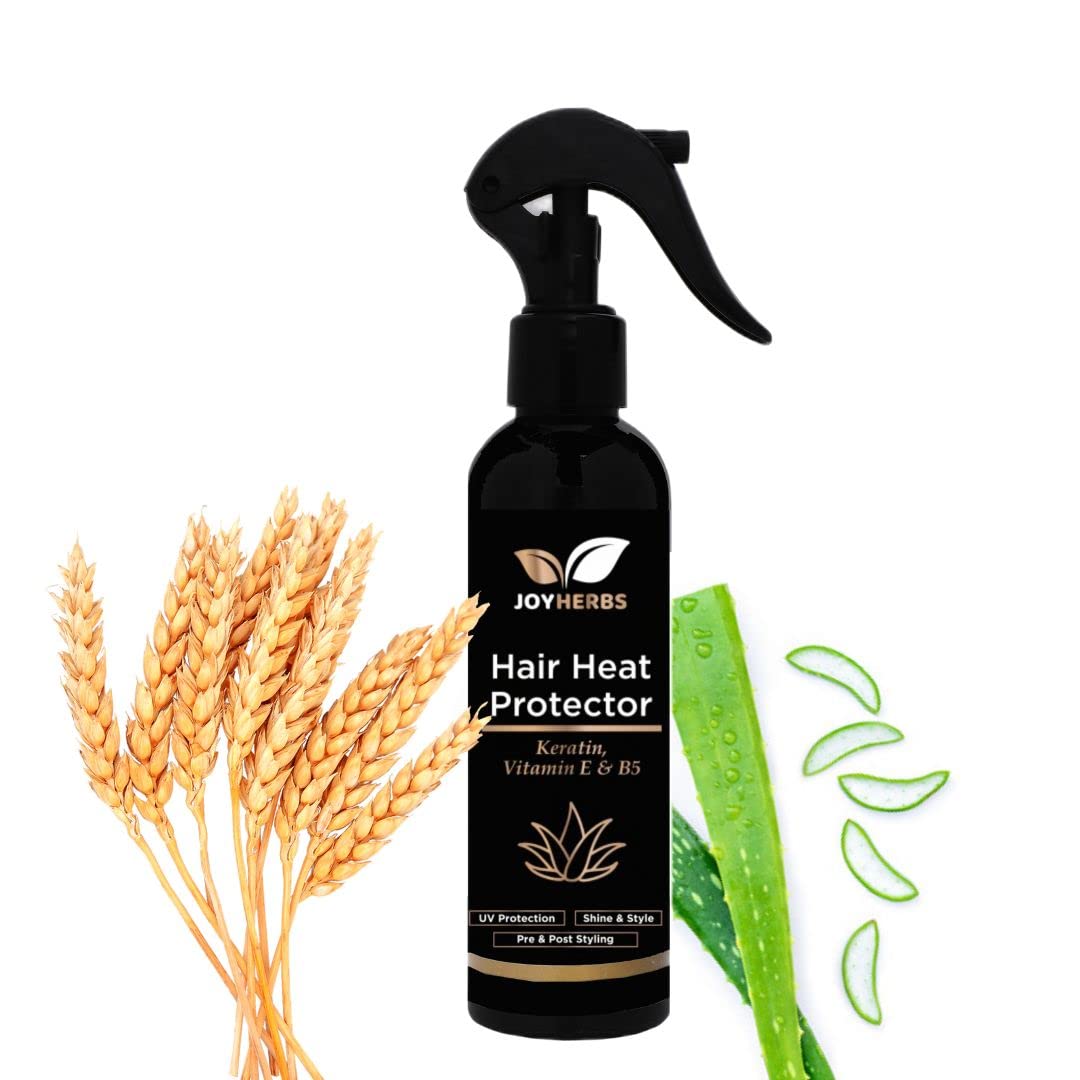 JOYHERBS Heat Protectant Spray for Hair Straightener & Styling - Sulfate Free, Paraben Free, 200ml - Prevents Heat Damage & Frizz for Smooth, Shiny Hair - Perfect for Daily Styling & Salon Use