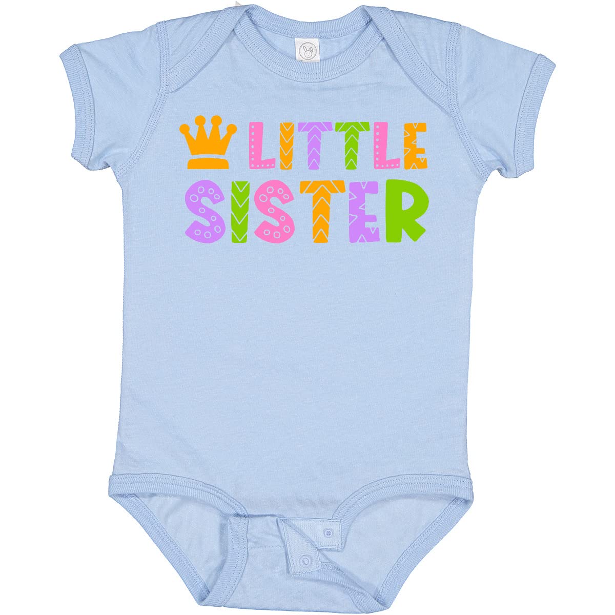 Inktastic Baby Little Sister with Crown Baby Bodysuit - Cute Cotton Onesie for Newborn Girls, Infant Sibling Outfit - Perfect for Family Photos, Birthday Gifts & Special Occasions
