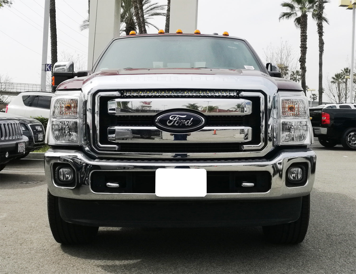 150W 30-Inch LED Light Bar with Behind Grille Mount Bracket & Wiring Kit - Compatible with 2011-2016 Ford F250 F350 Super Duty Trucks - Perfect for Off-Roading, Camping & Night Driving