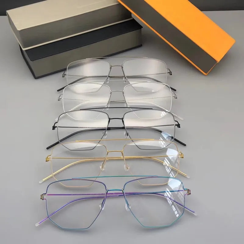 Aimee Unisex Full Rim Square Double Bridge Titanium Eyeglasses 5423 - Lightweight Durable Frame for Men & Women - Perfect for Reading, Working & Fashion Accessories