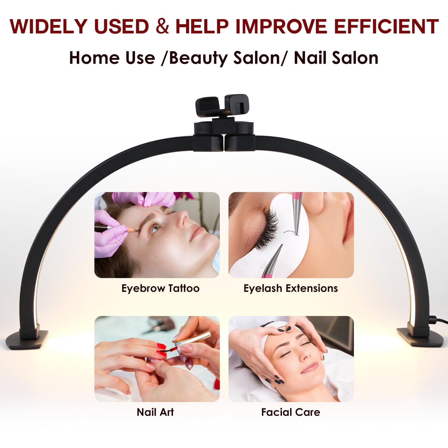 Professional Foldable UV Nail Lamp for Manicure & Eyelash Extensions - 3 Adjustable Light Settings, Portable Desk Light (23x11.5 Inch, Black) | Perfect for Home Salons, Nail Artists & DIY Beauty Care