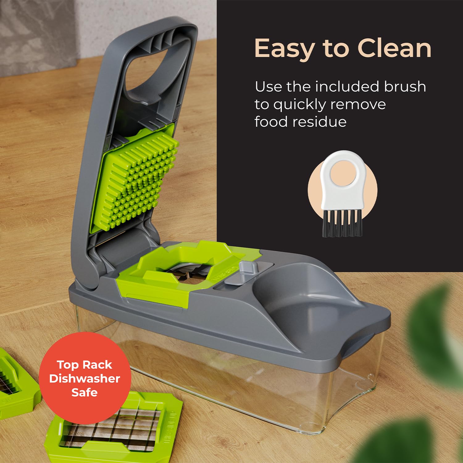 MuellerLiving 4-Blade Onion Chopper - Multi-Functional Vegetable Dicer, Grape Cutter & Egg Cheese Slicer with Storage Container - Perfect for Meal Prep, Salad Making & Kitchen Efficiency