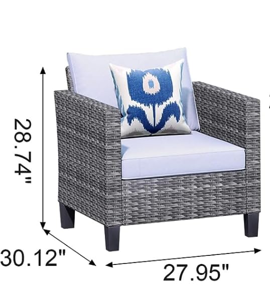HOOOWOOO 5-Piece Outdoor Patio Conversation Set with Fire Pit Table - Grey Small Space Furniture for Backyard, Garden, or Deck Relaxation