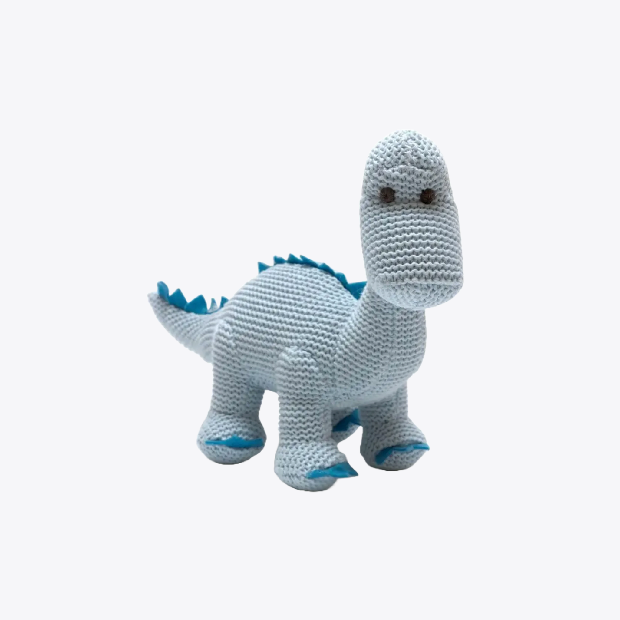 Dino Blue Baby Knit Rattle Toy - Soft & Safe Teething Toy for Infants & Toddlers - Perfect for Soothing Gums, Sensory Play & Early Learning Development